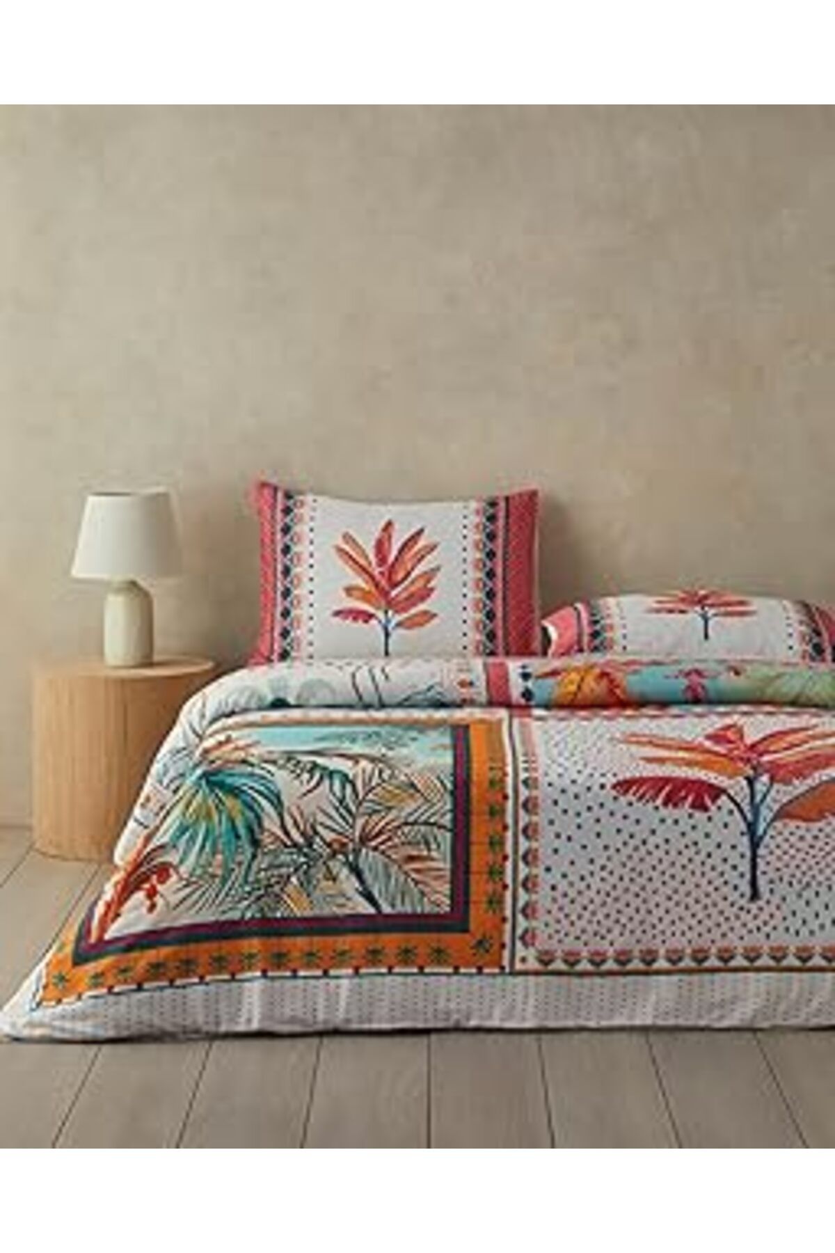 robotrend Palmy Patchwork Çift Kişilik Nevresim Seti Turuncu – Bej