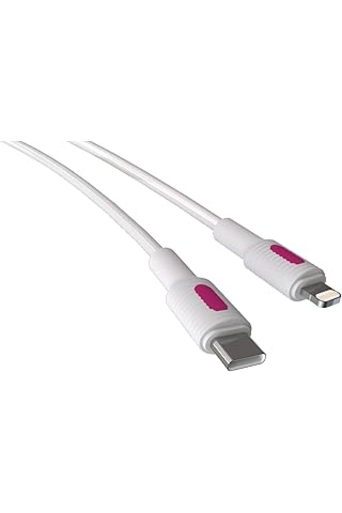 Karachil Remorax Coral Iphone Uyumlu Type C-Lightning Pd Hızlı Şarj Kablosu (Beyaz + Fuşya/Beyaz Uç) (120 Cm