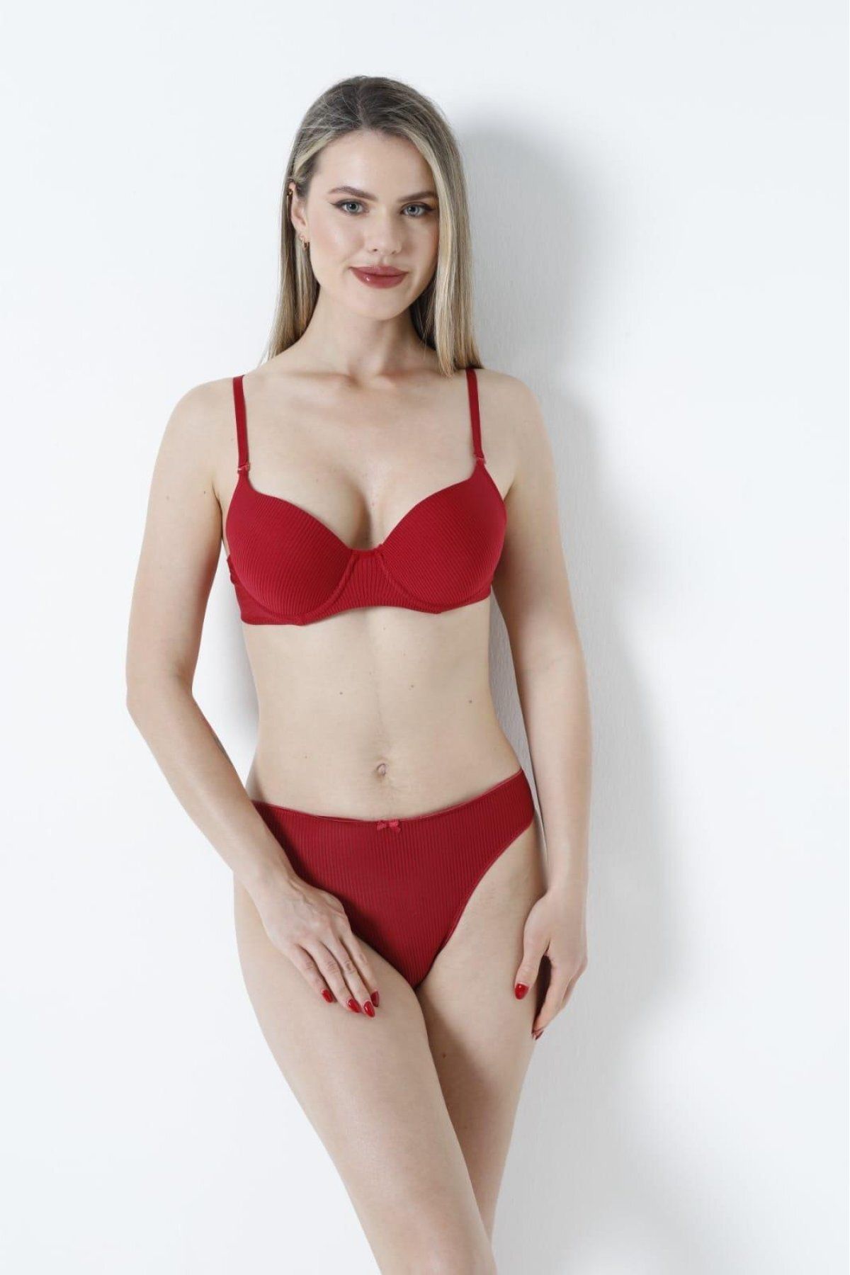 İKLİM LİFE-Line Patterned Underwire Unfilled Bra Set 1