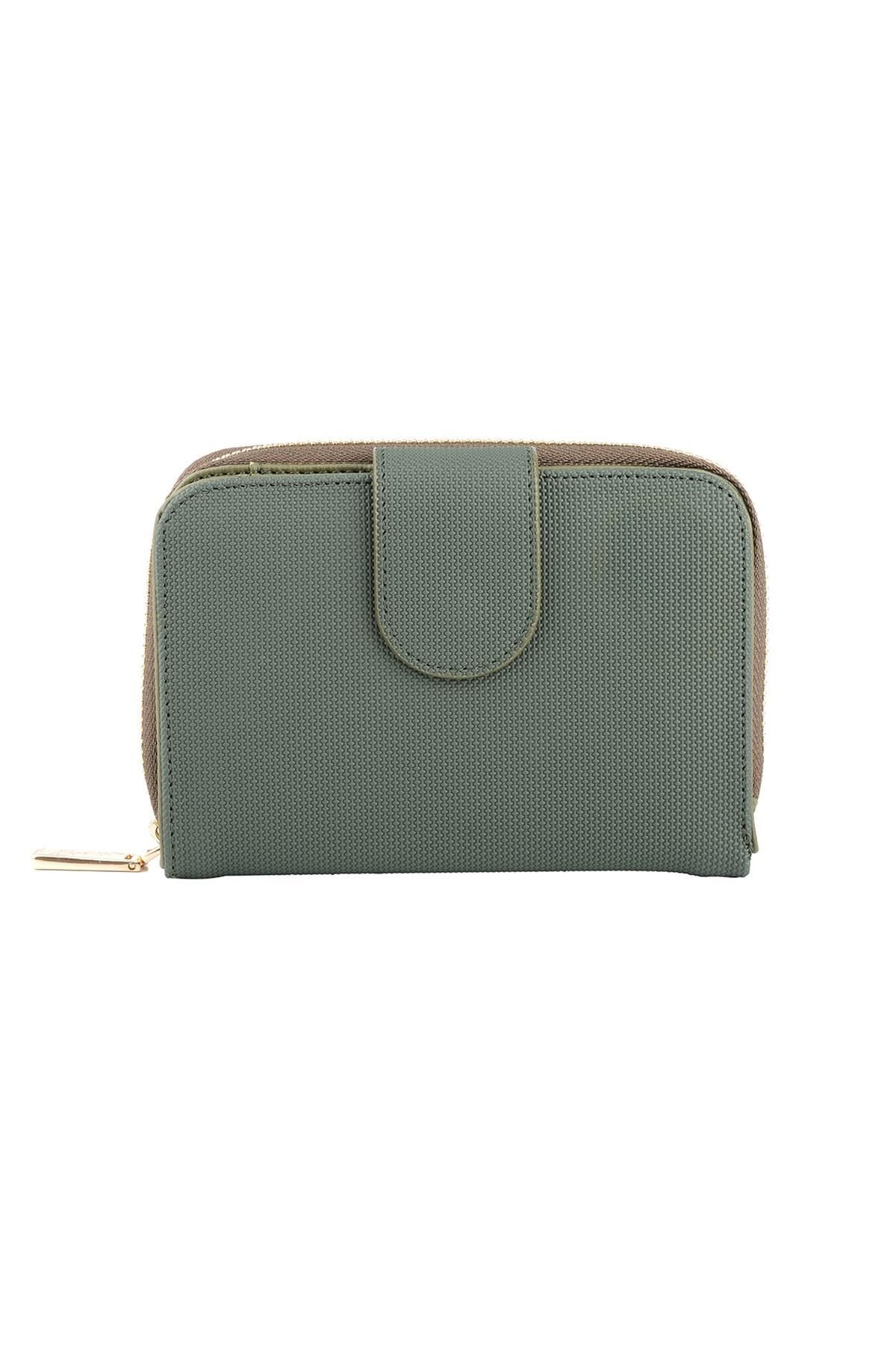 Bagacar-Khaki Zippered Square Women's Wallet 4