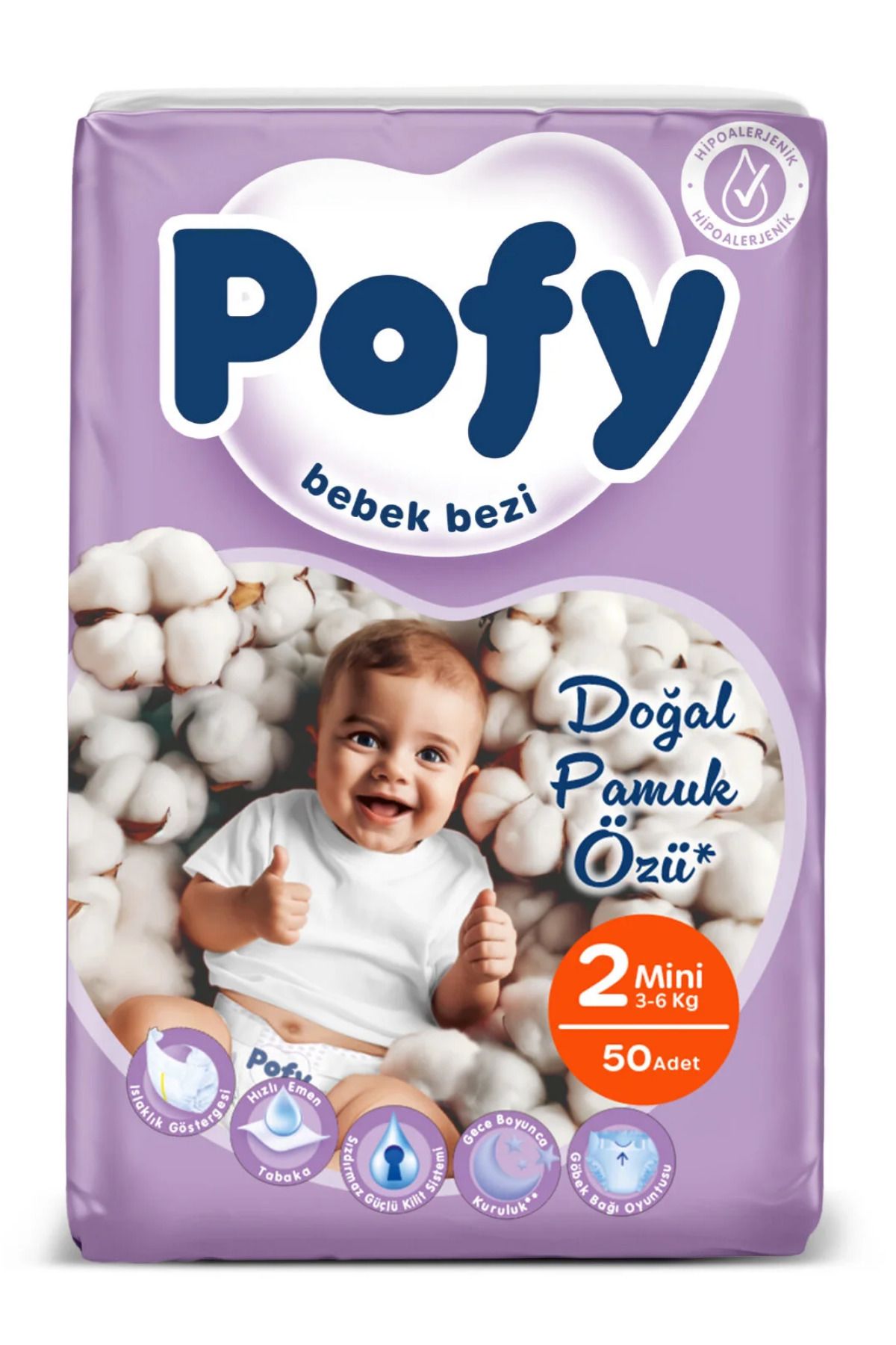 Pofy Mini 2 Numara Bebek Bezi 3-6 kg 50 Adet