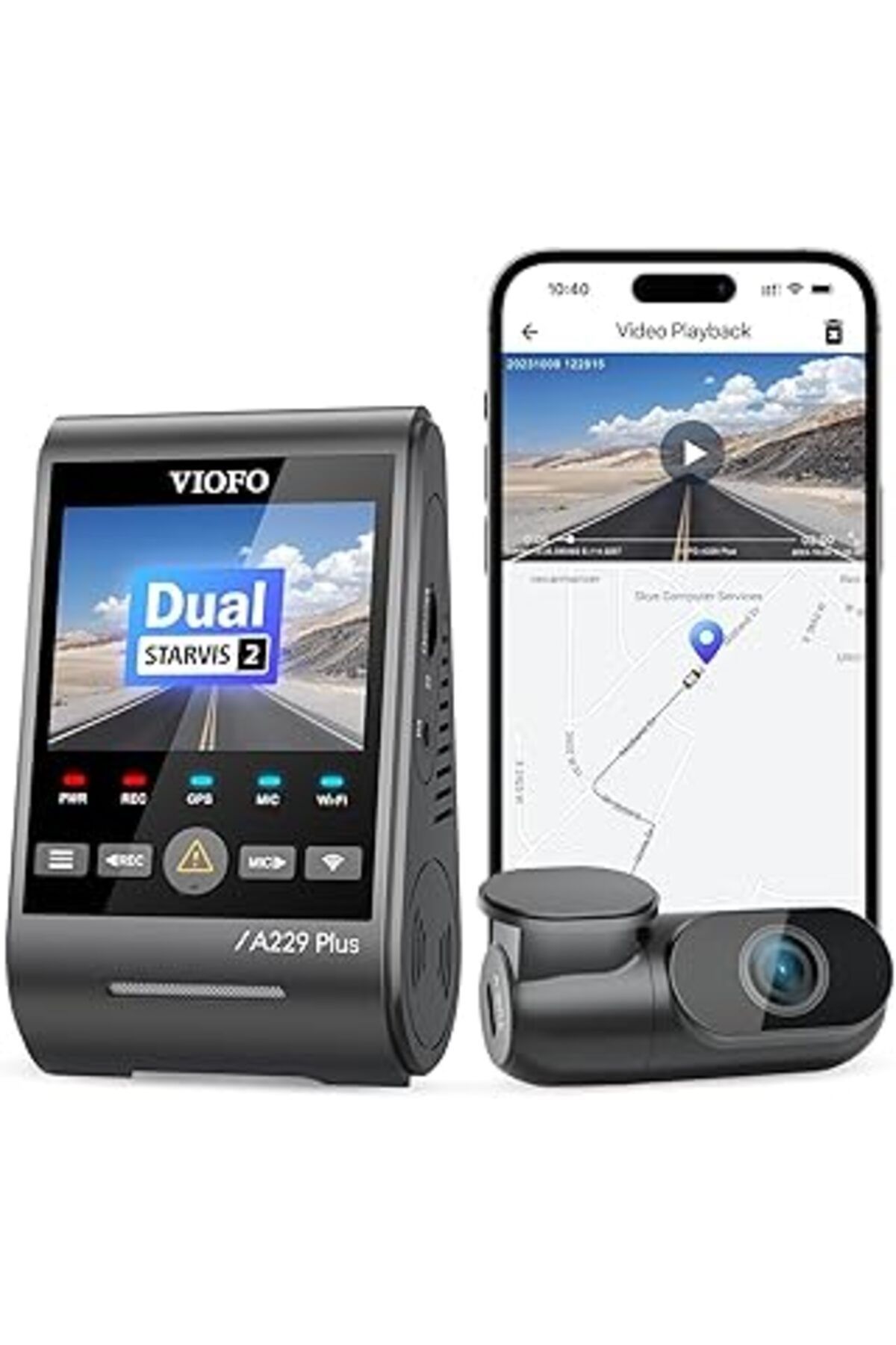 DENİZBİLİŞİM Viofo A229 Plus 3 Kameralı Ön-iç-arka 2k 2k 1080p Hdr Sony Starvis 2 Wifi Gps’li Araç Kamerası