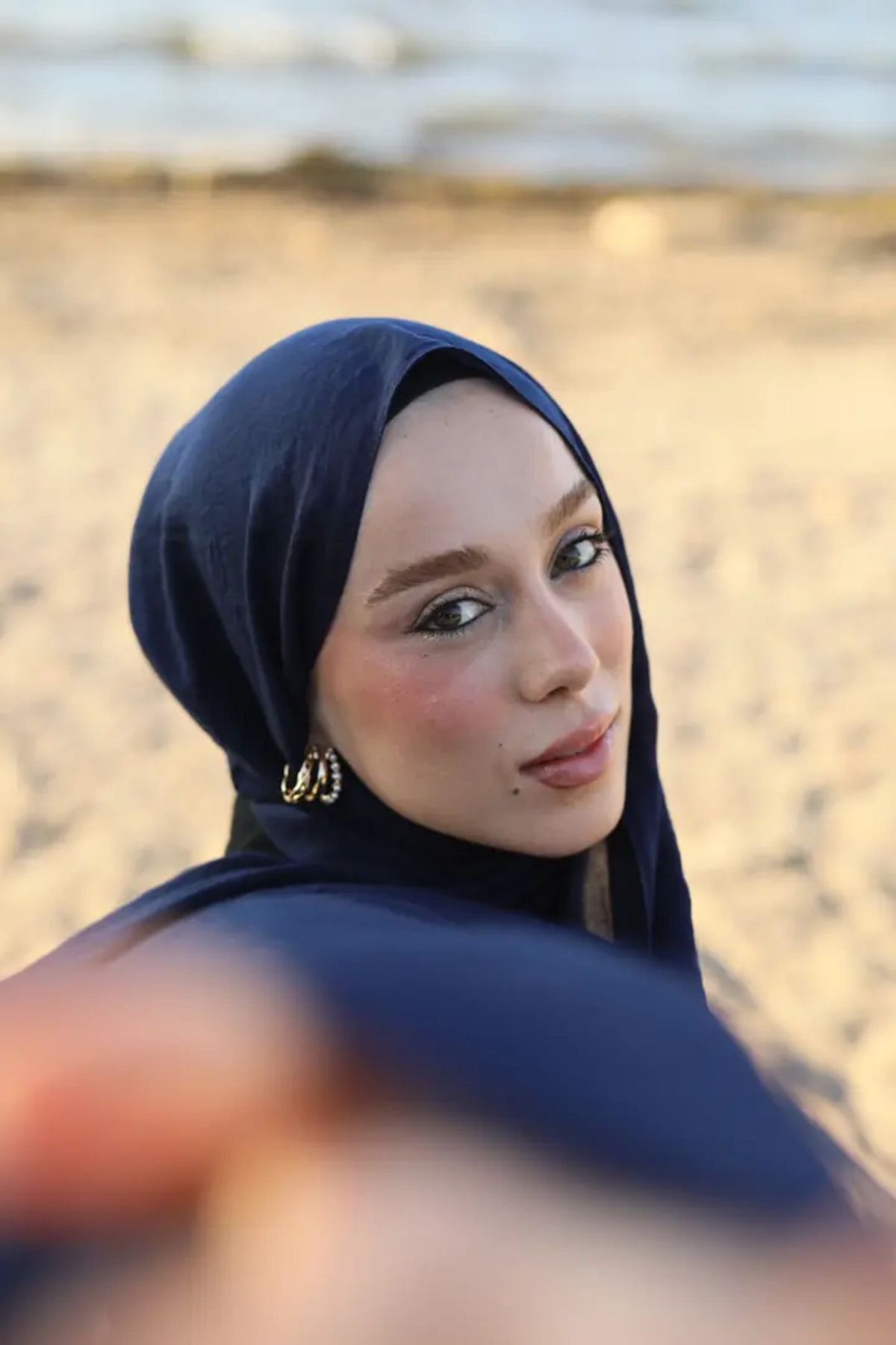 Modakaşmir-Neo Cotton Shawl Navy Blue 6