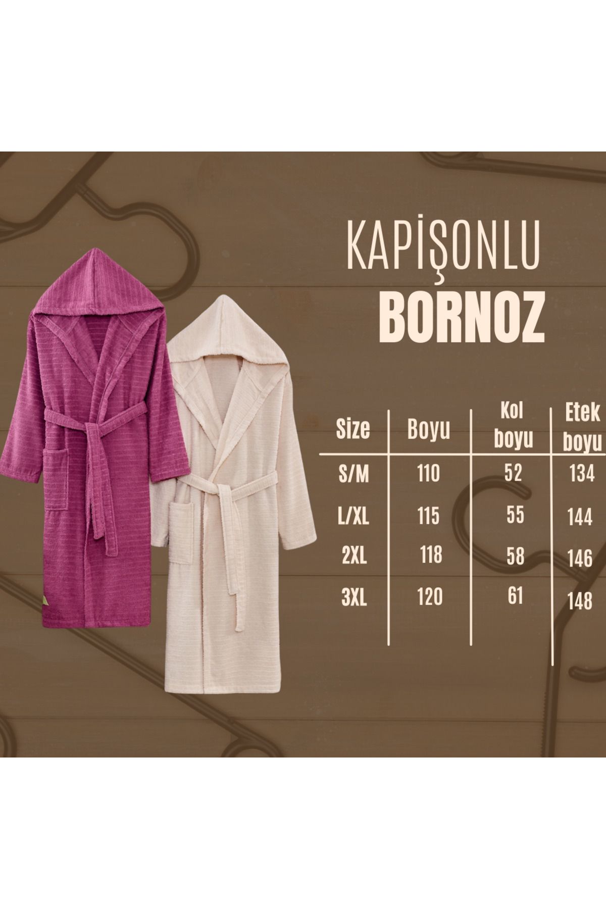 ROKO VİLLA-Luna 2-Piece Double Hooded Bathrobe 2