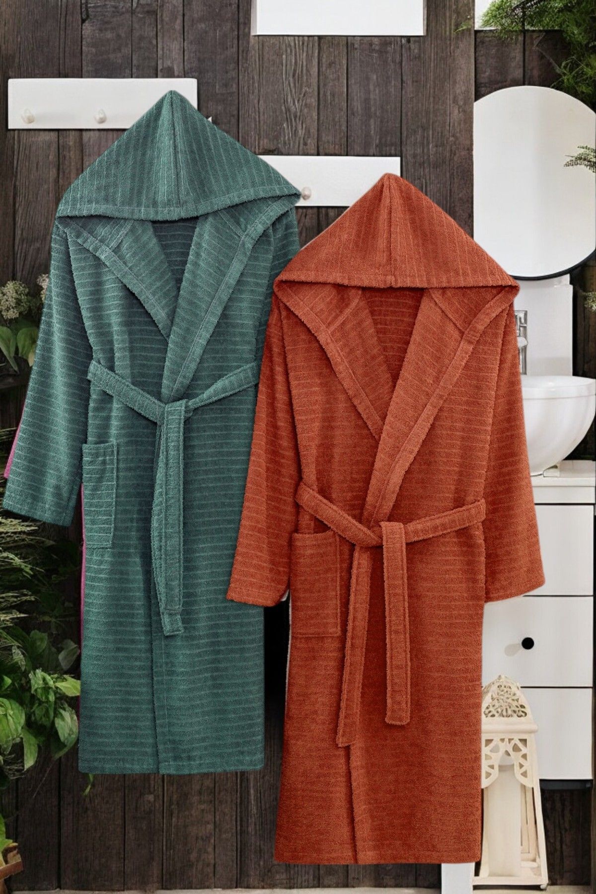 ROKO VİLLA-Luna 2-Piece Double Hooded Bathrobe 1