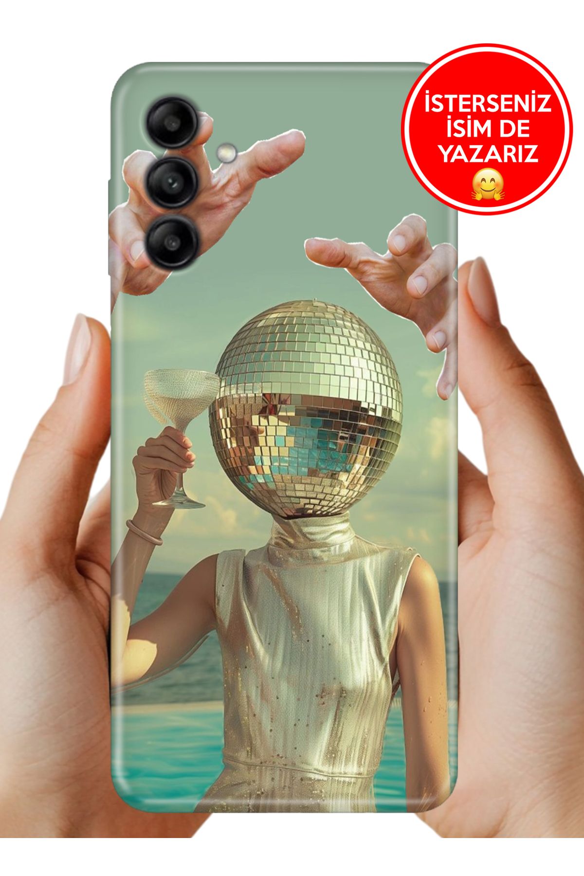 Cekuonline Samsung Galaxy M55 Kılıf FullCover Resimli Desenli Silikon Disco Disco