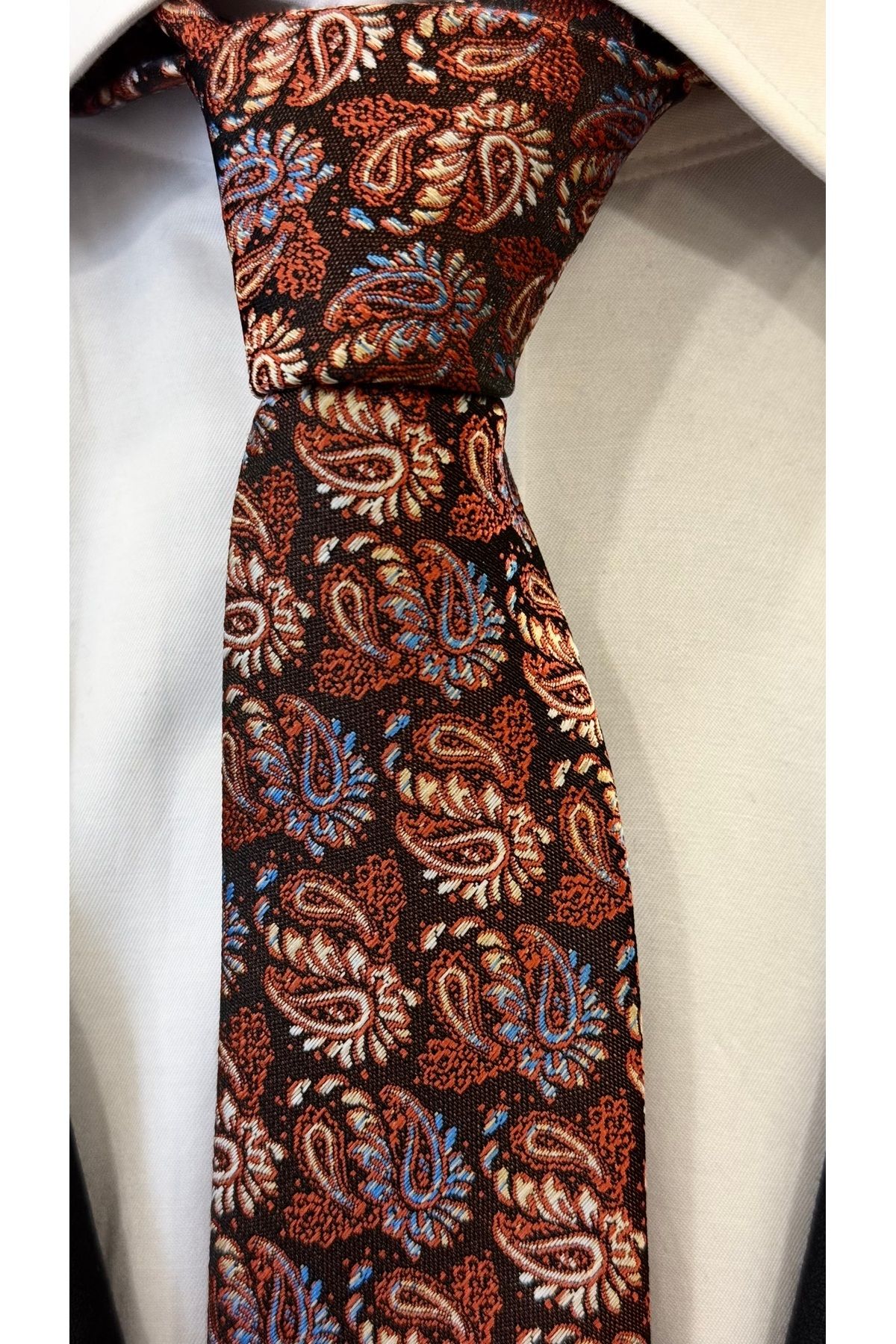 Dearmise-Premium Tie & Handkerchief with Brown Paisley Pattern Gift Box 2