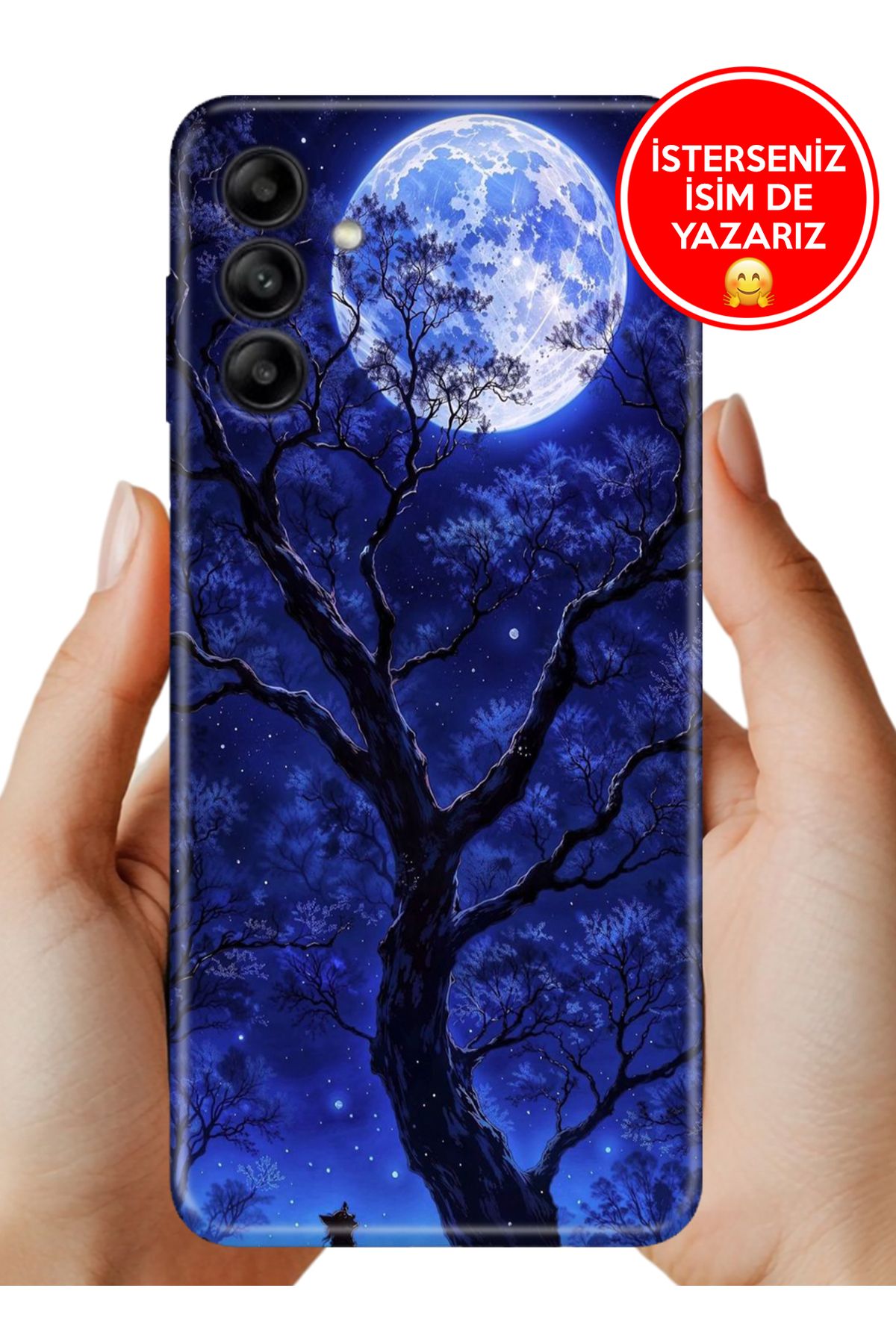Cekuonline Galaxy A14 (SM-A145F) Kılıf Kamera Korumalı Full Desen Arka Silikon Korkutan Dolunay