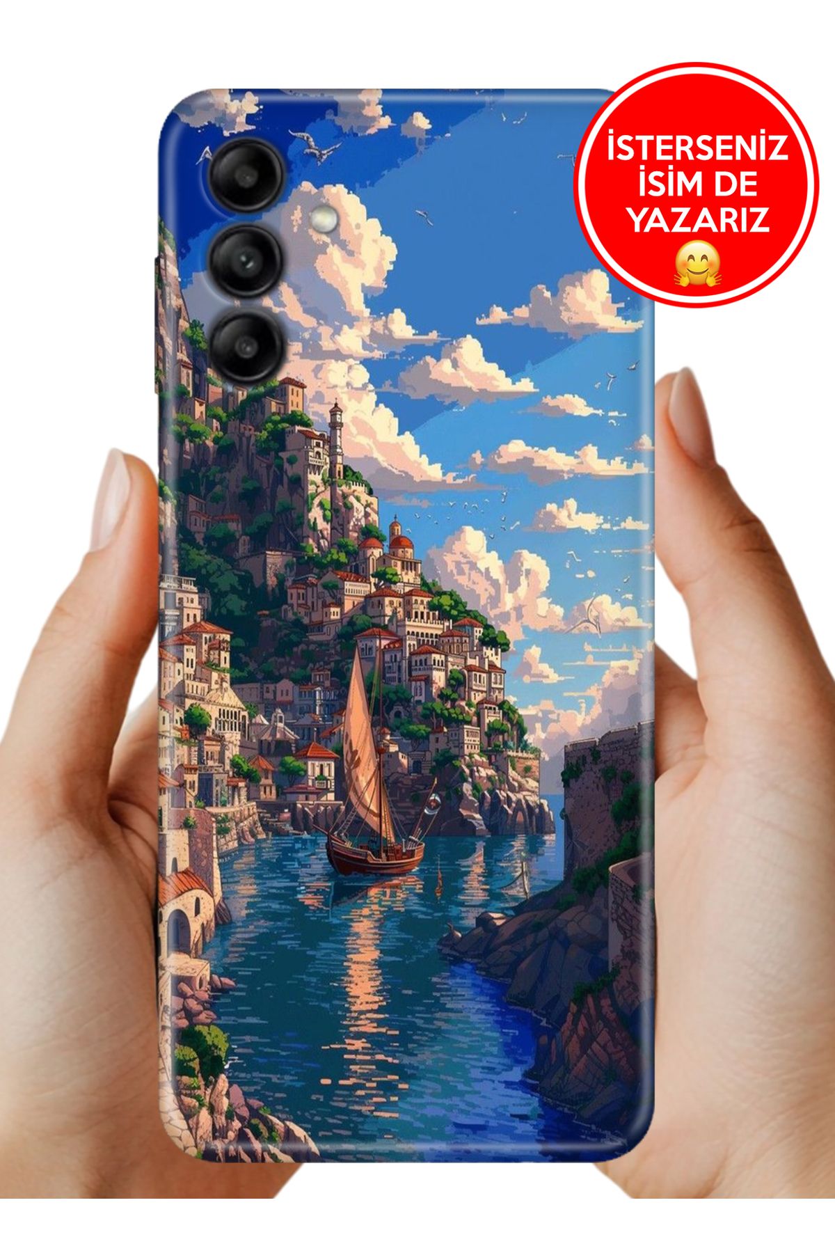 Cekuonline Samsung Galaxy A34 Kılıf UvBaskı Özel-Tasarım Silikon Amalfi
