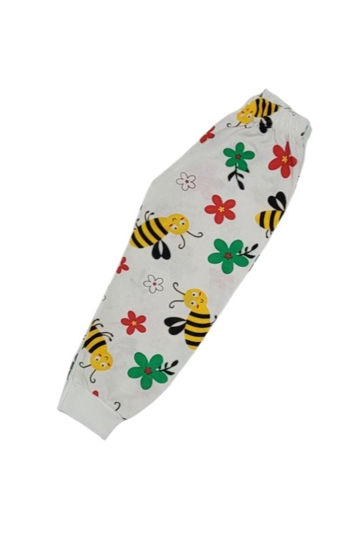 demir kids-Girl's Bee and Flower Printed Seasonal Cotton Ecru Pajama Set 4