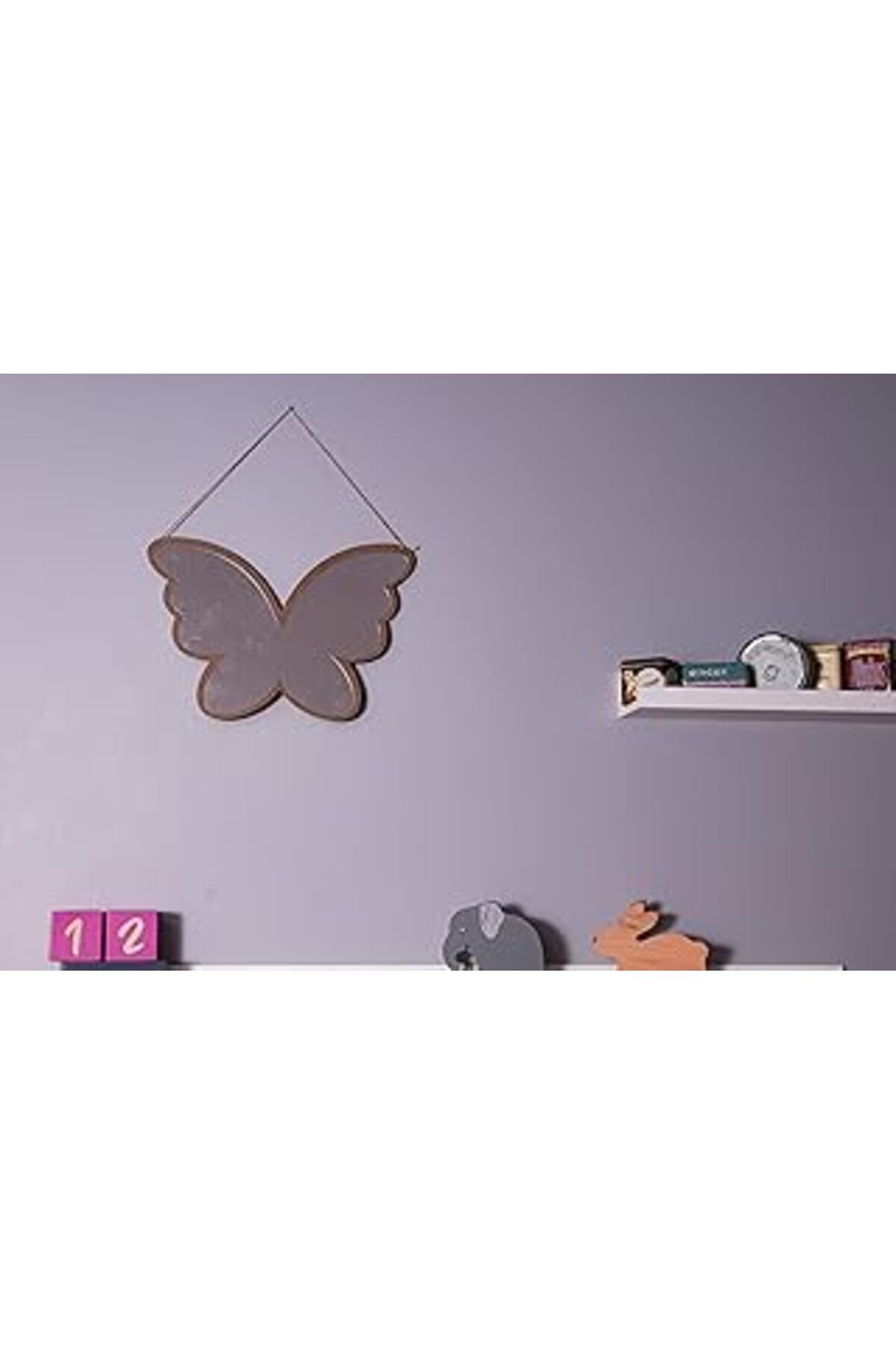 Mu Art Ahşap Bugybagy Kelebek Desenli Ahşap Üzeri Pleksi Ayna