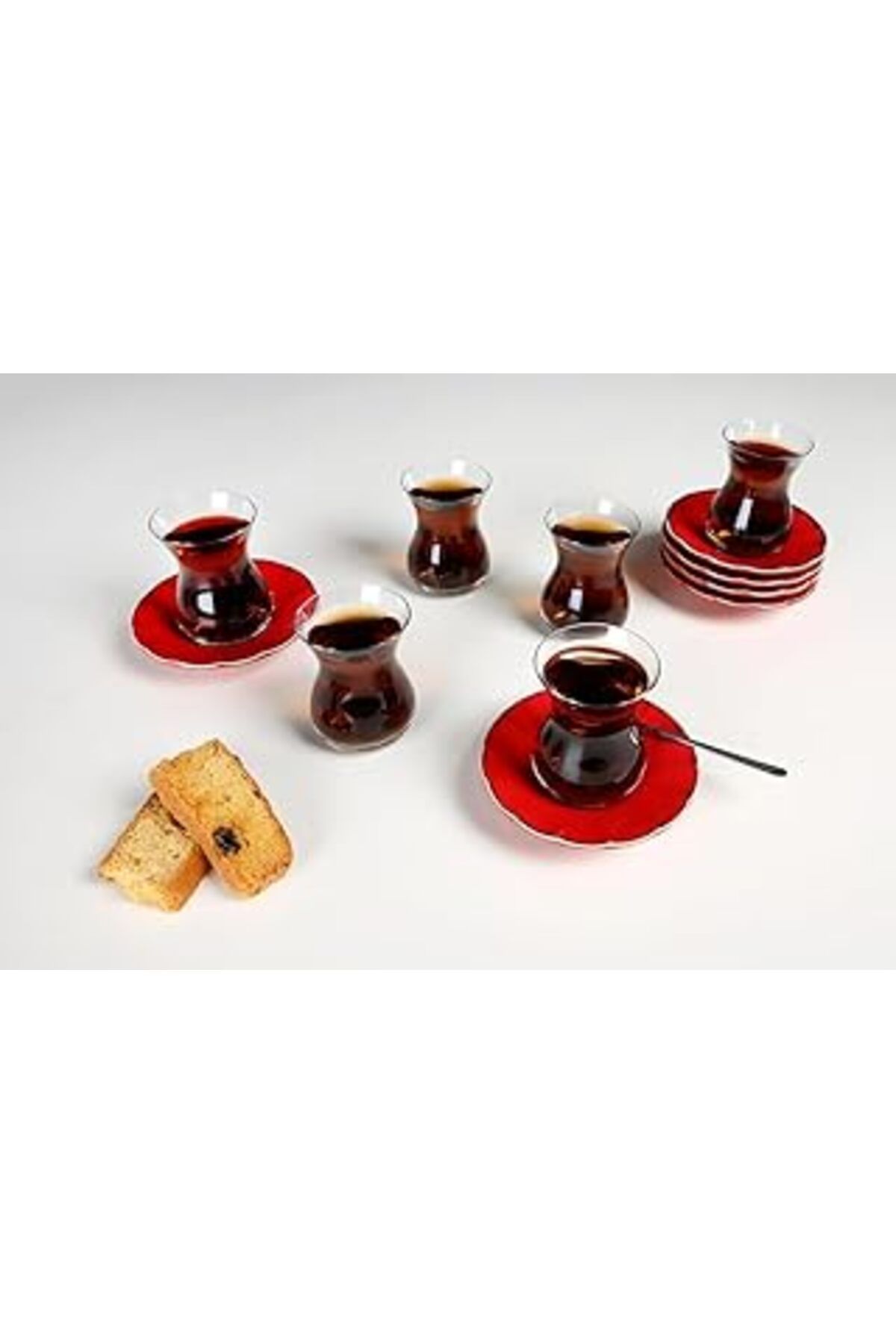 Mu Art Porland Seasons Kırmızı 6 Kişilik Çay Takımı