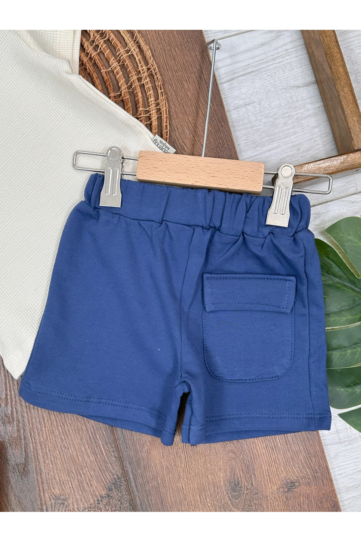 tiwitibaby Safari Şapkalı Cep Detaylı Omuzdan Çıtçıtlı Yazlık Erkek Bebek Takım fotoğrafı 2 (önizleme)