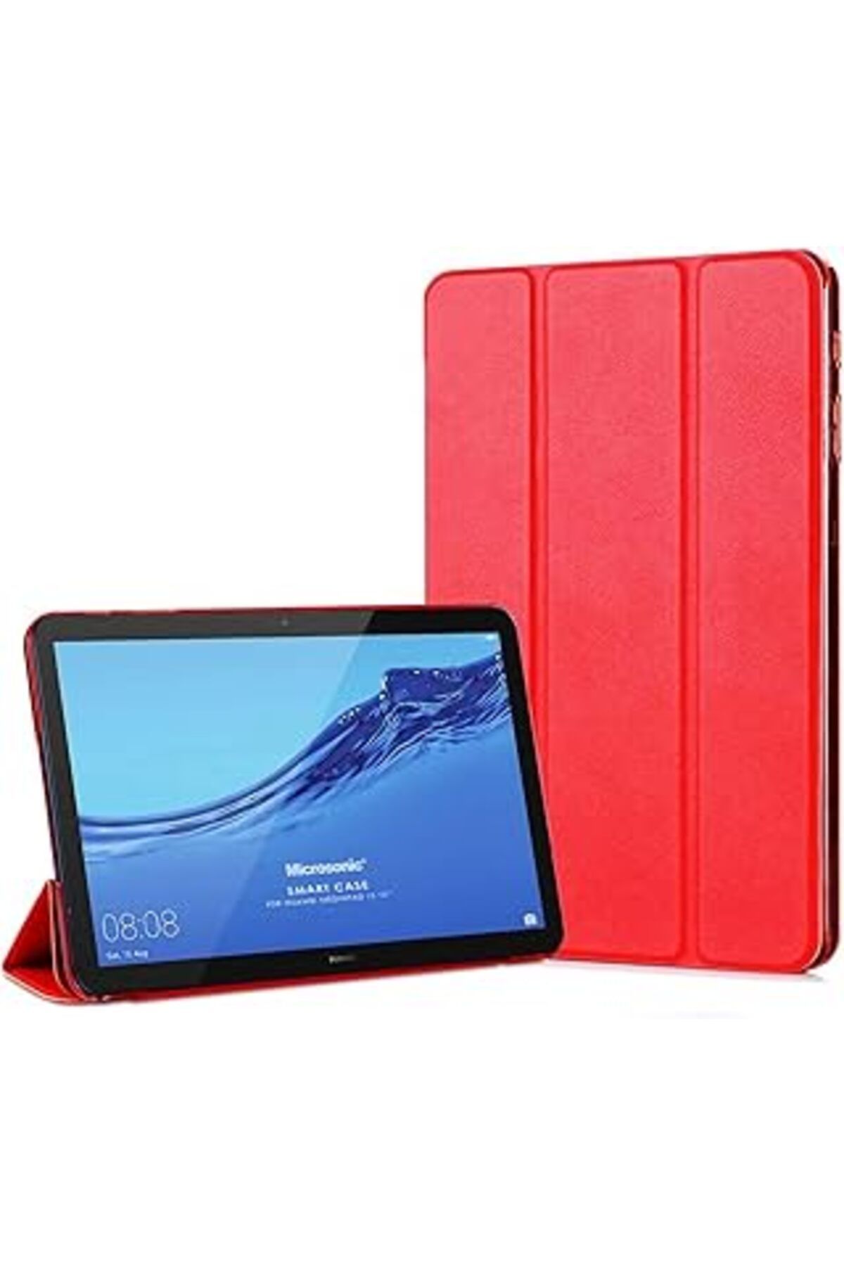 robotrend Huawei Mediapad T3 10 Kılıf Slim Translucent Back Smart Cover Kırmızı [Mediapad T3 10'' Ile Uyumlu