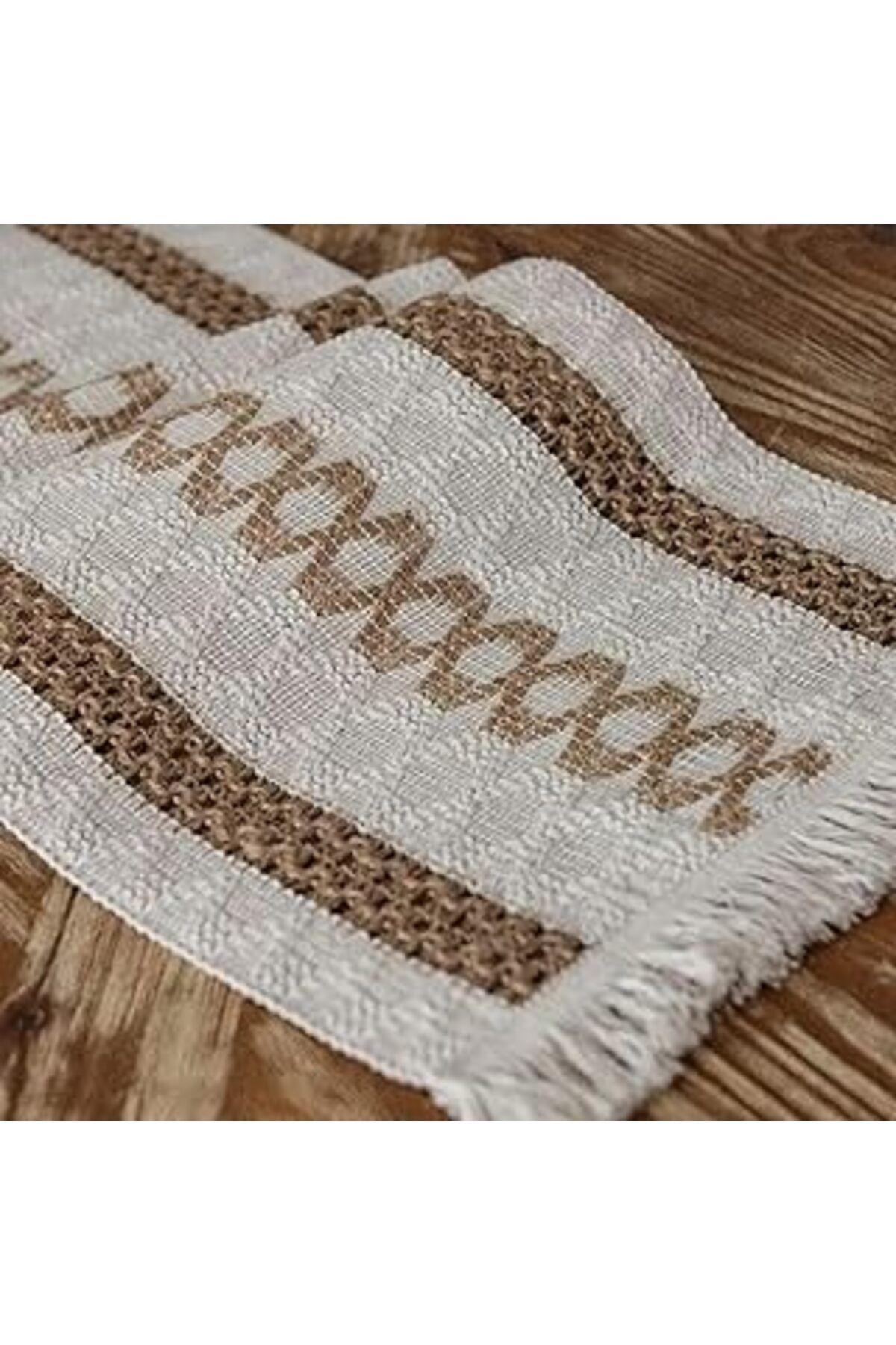 TBSProjects Elegante Home Pamuklu Runner - 150X35 Cm Kilim Desen Mutfak Masa Dekorasyon Runner, Kahverengi & Kr