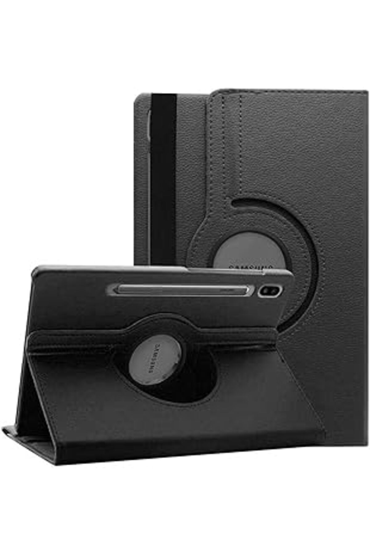 Pazarcan Zore Galaxy İle Uyumlu Tab S7 Plus T970 Dönebilen Standlı Kılıf, Siyah