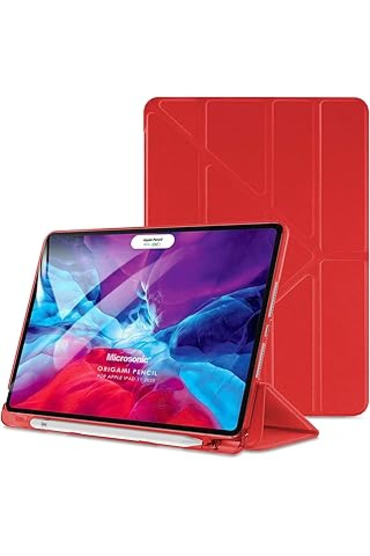 Mu Art Microsonic Apple Ipad Pro 11 2024 Kılıf (A2836-A2837) Origami Pencil Kırmızı [Ipad Pro 11 2024 Ile