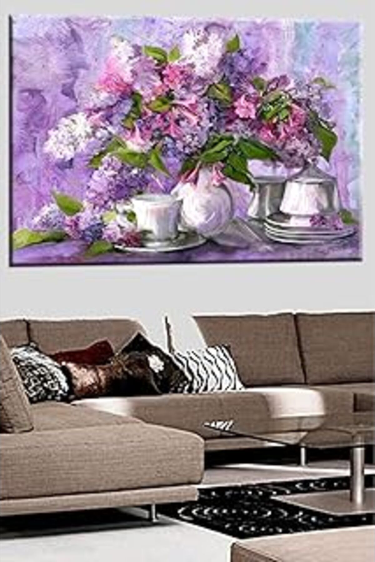 Pazarcan Talya Tablo Mor Çiçekler Sümbül. 50X35 Cm. Zengin Içerik Için Mağazamızı Ziyaret Ediniz.. 50 X 35 N