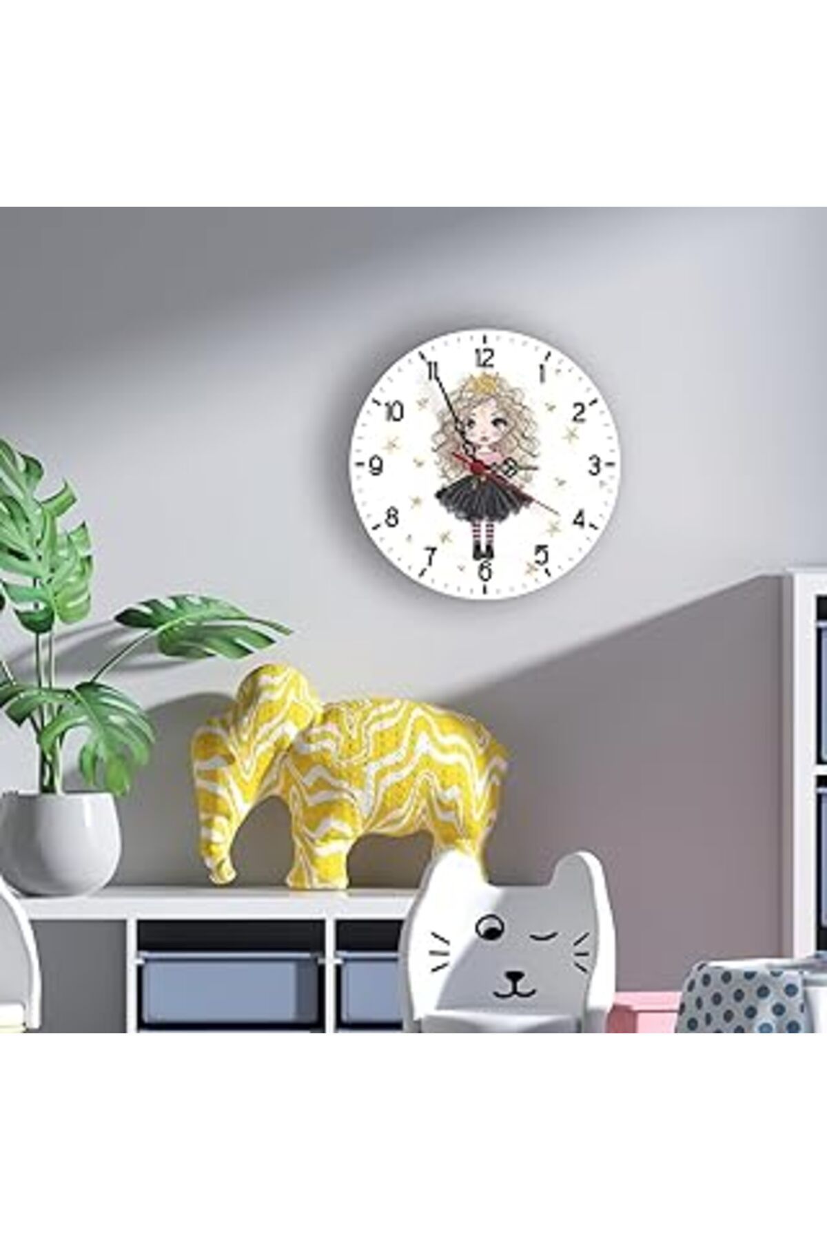 Pazarcan Bebek Çocuk Odası Öğretici Sessiz Akar 28Cm Duvar Saati Uv Dijital Baskı Saat Mdl0035