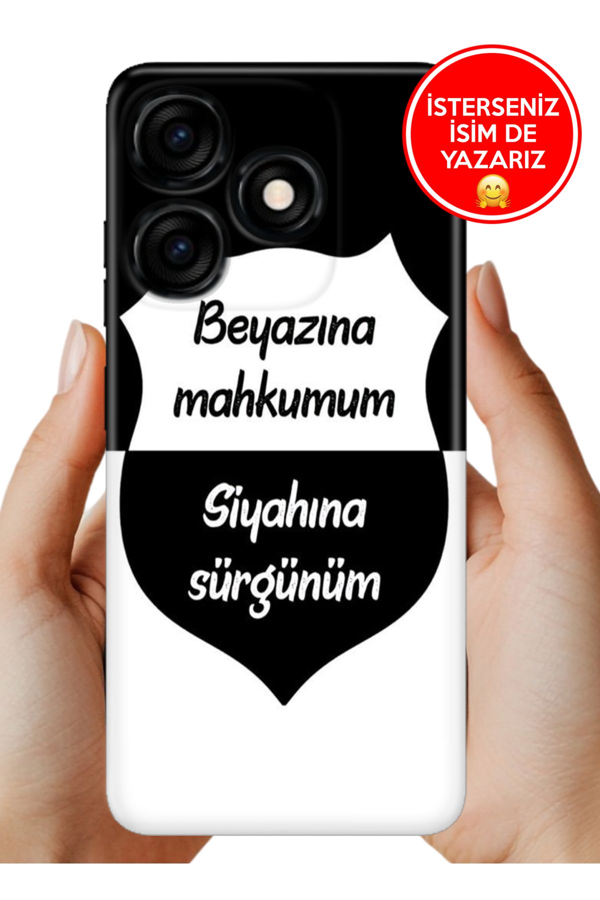 TECNO Spark Go 2023 Kılıf Tam Rubber Esnek Silikon Full Koruma Siyah Beyaz Aşkım