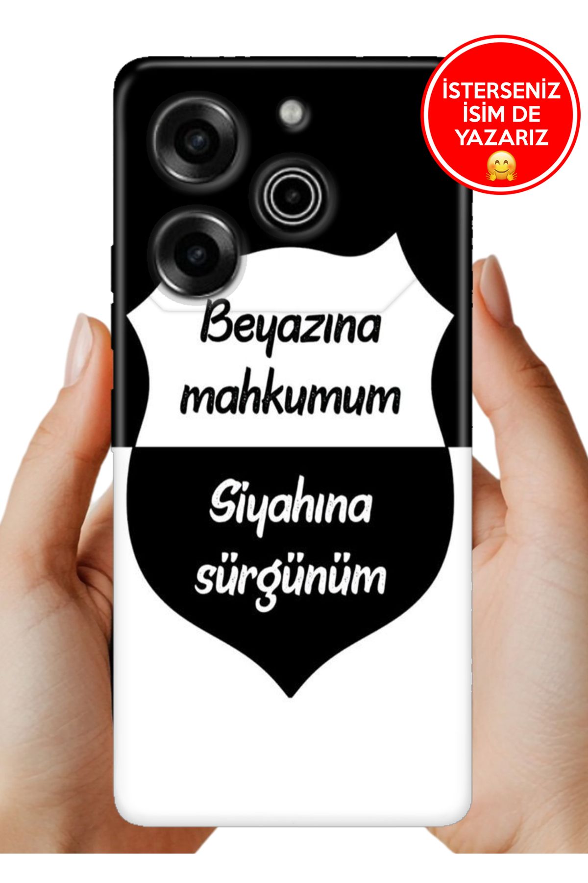 TECNO Pova 6 Pro Kılıf Tam Rubber Esnek Silikon Full Koruma Siyah Beyaz Aşkım