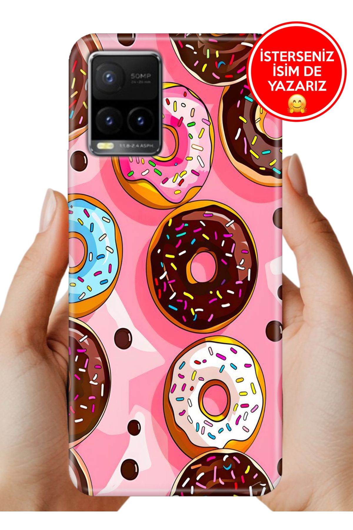 Cekuonline Vivo Y32 / Y33S Uyumlu Kılıf FullCover Resimli Desenli Silikon Donut 4979