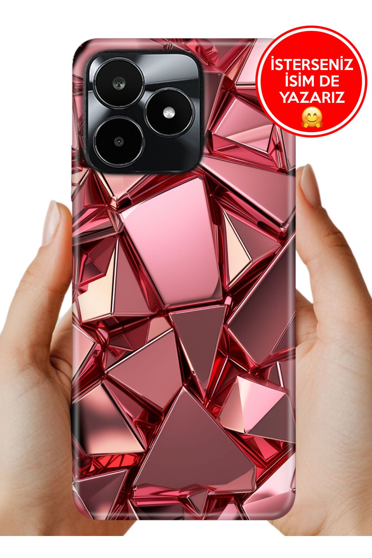 realme C53 Kılıf Desenli İsimli / İsimsiz Silikon PembeDeco