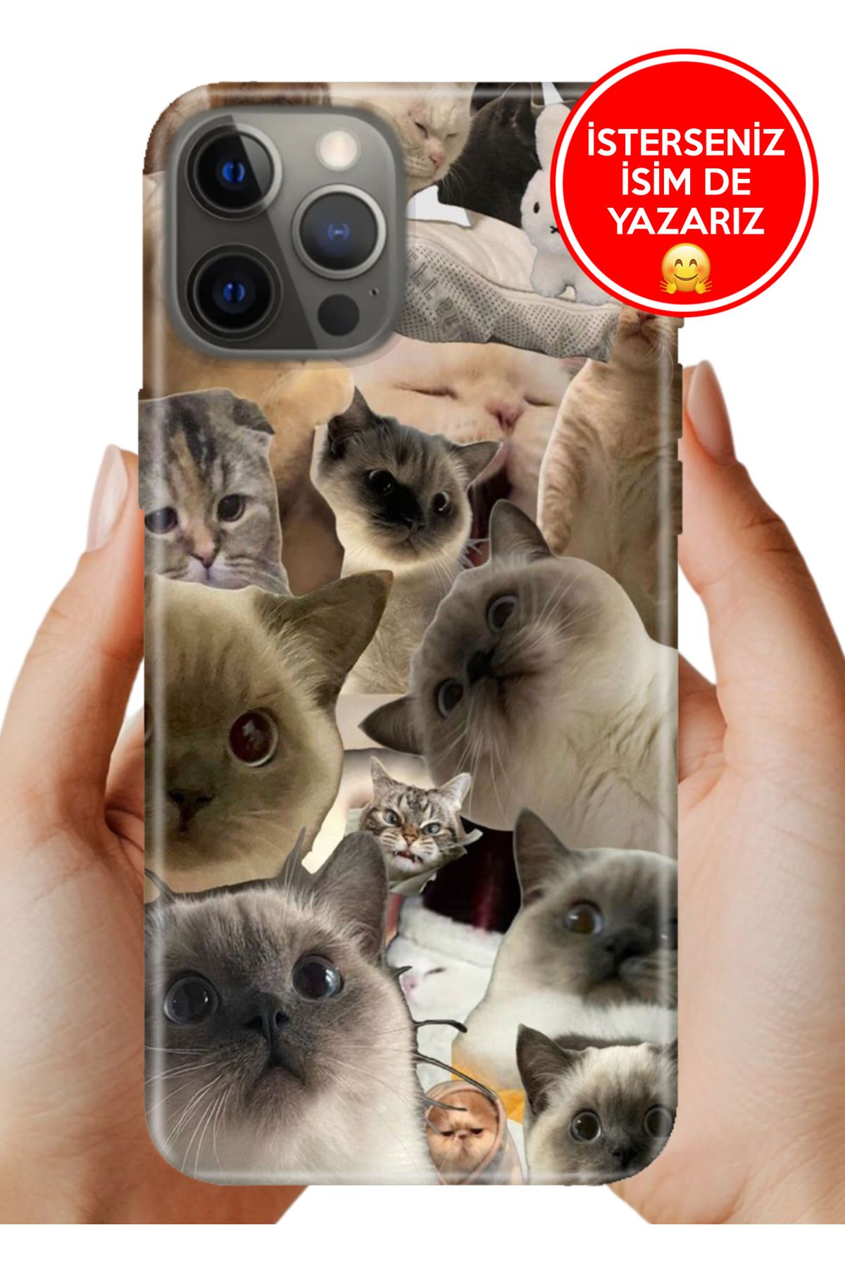 Cekuonline iPhone 12 Pro Max 6.7 5G Kılıf 0.35 mm Resimli Silikon Karma Kediler