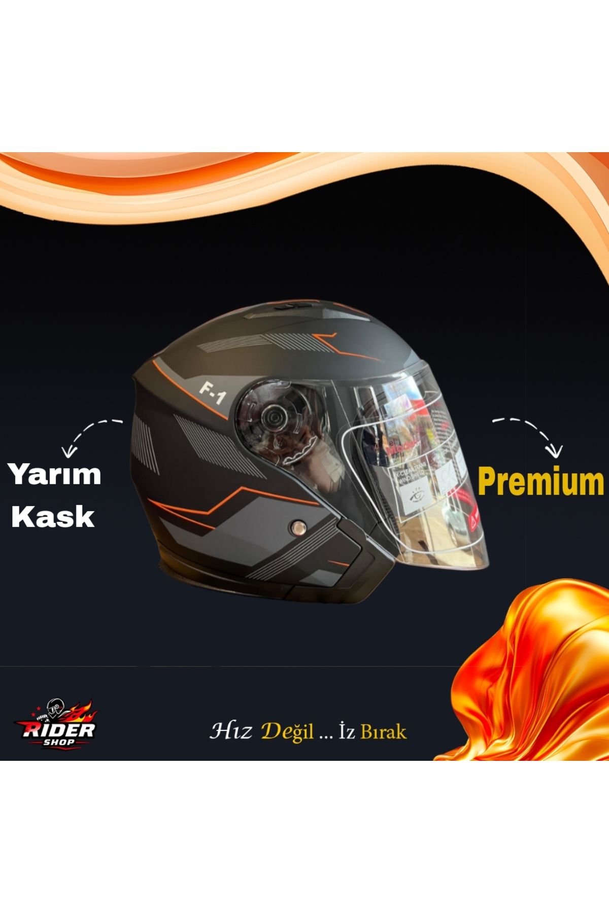 JİEKAİ YARIM KASK G-1 GÜNEŞ VİZÖRLÜ