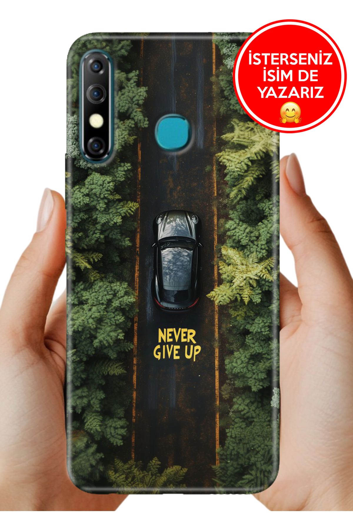 Cekuonline İnfinix Hot 8 Kılıf Baskılı Life Style Kapak Silikon Never Give Up555
