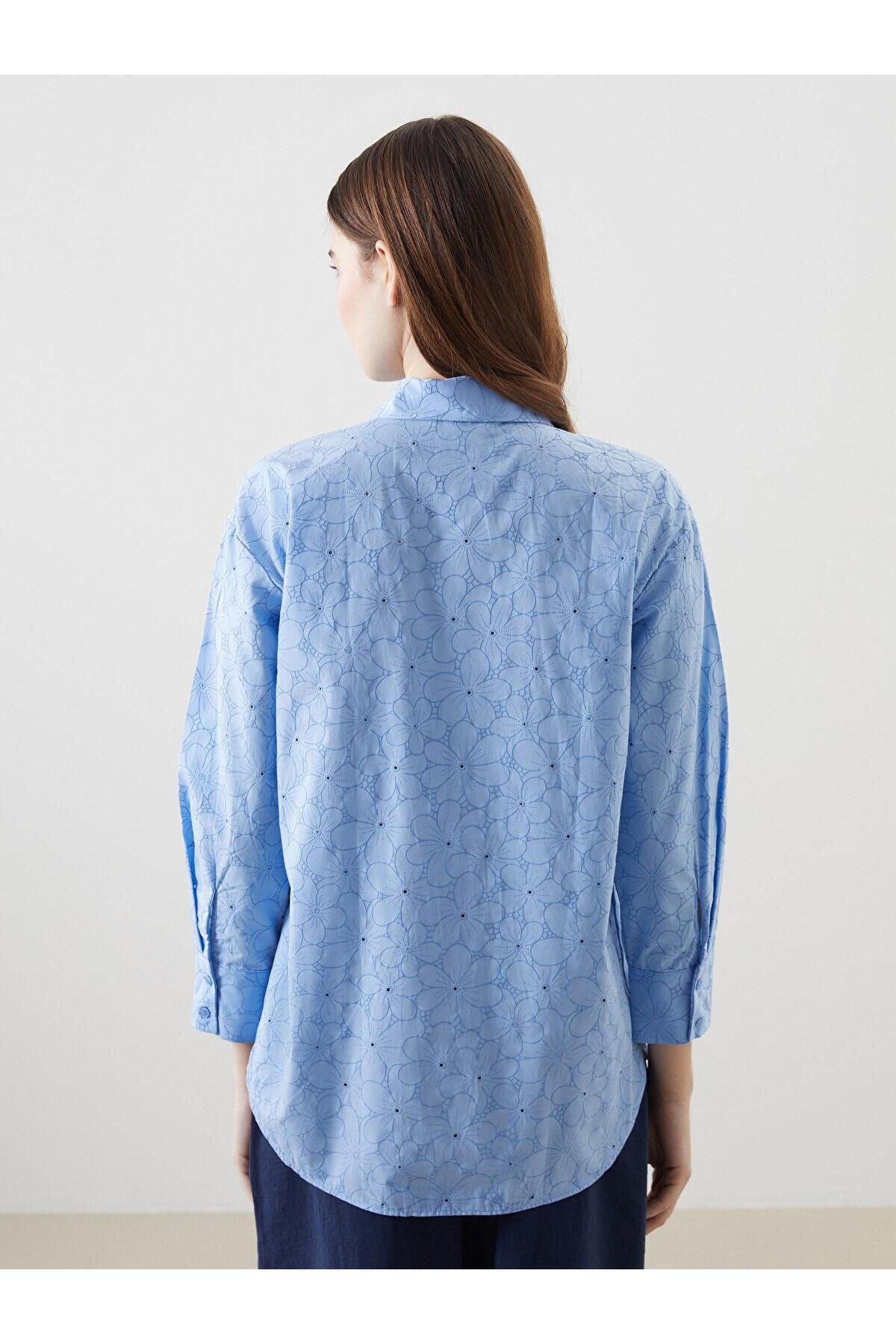LC Waikiki-Lcw Modest Floral Oversize Poplin Women's Shirt Tunic 4