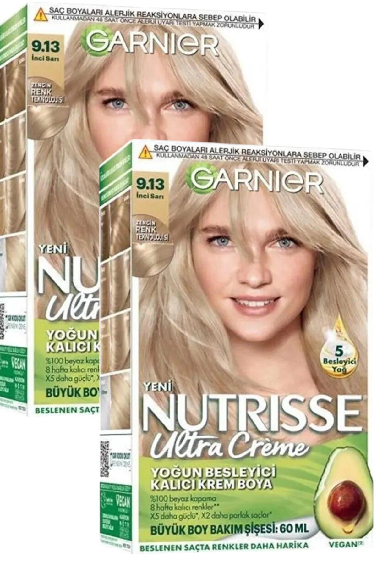 Garnier Nutrisse Yoğun Besleyici Kalıcı Krem Saç Boyası 9.13 İnci Sarı 2 Adet