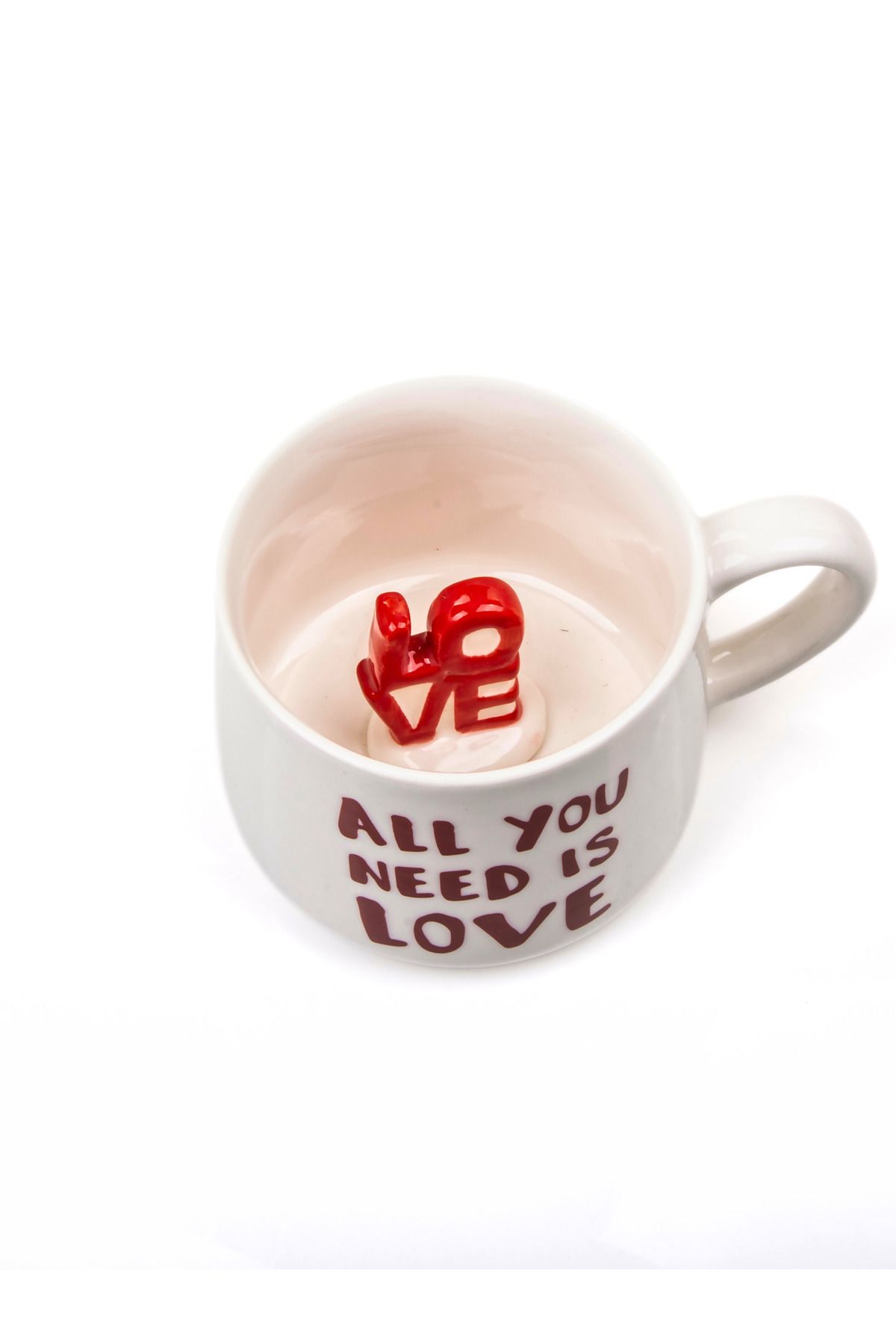 MUKKO HOME-Porcelain Mug with Love Written Surprise Figurine 350 ml Romantic and Meaningful Design, Special Gift for Lovers 5