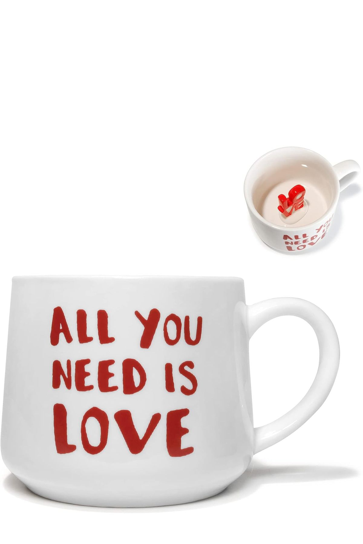 MUKKO HOME-Porcelain Mug with Love Written Surprise Figurine 350 ml Romantic and Meaningful Design, Special Gift for Lovers 3