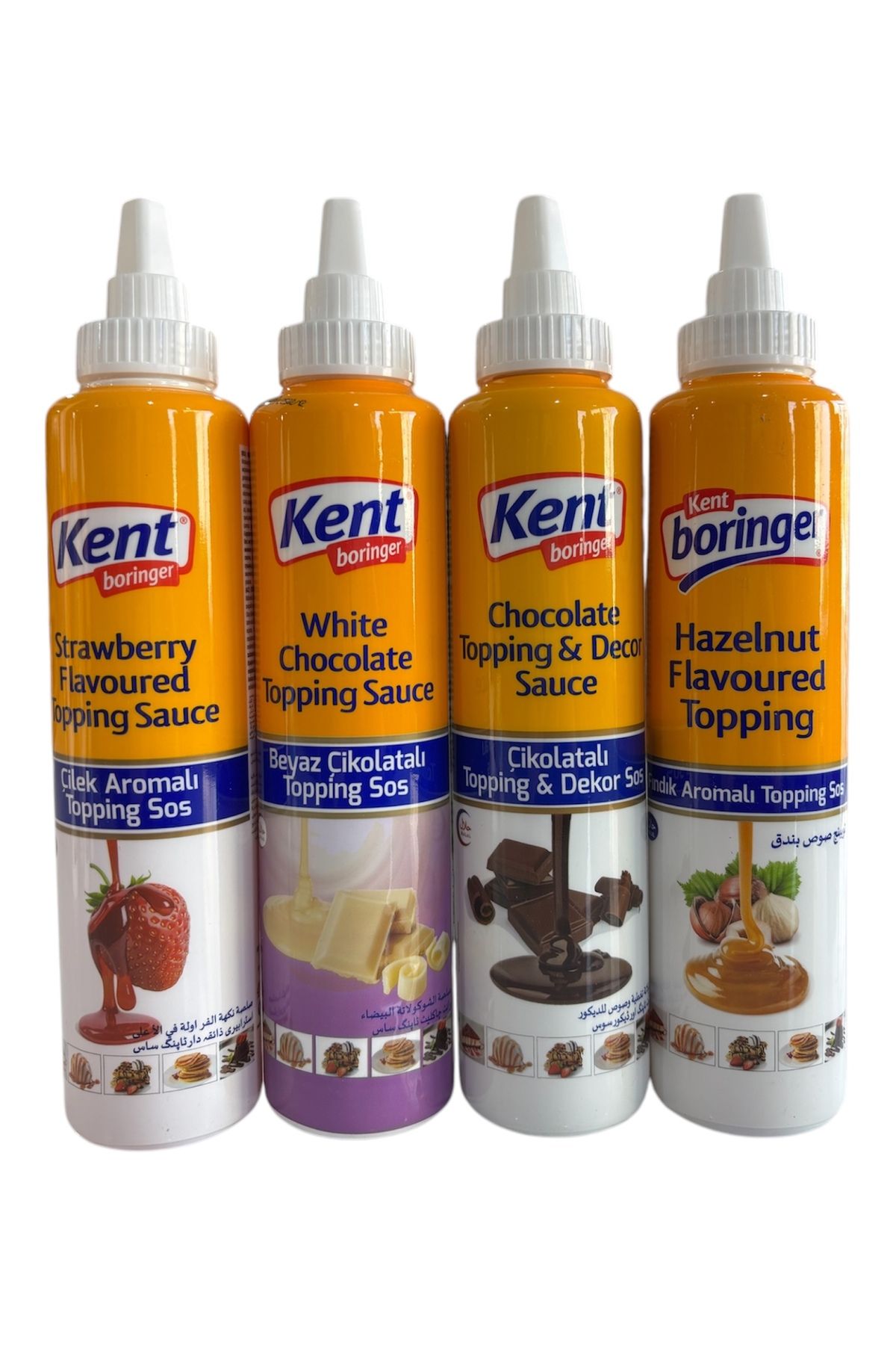 Kent Boringer Topping Sos 4 Adet (Beyaz Çikolatalı+ Çilekli + Çikolatalı+Fındıklı) 750 Gr