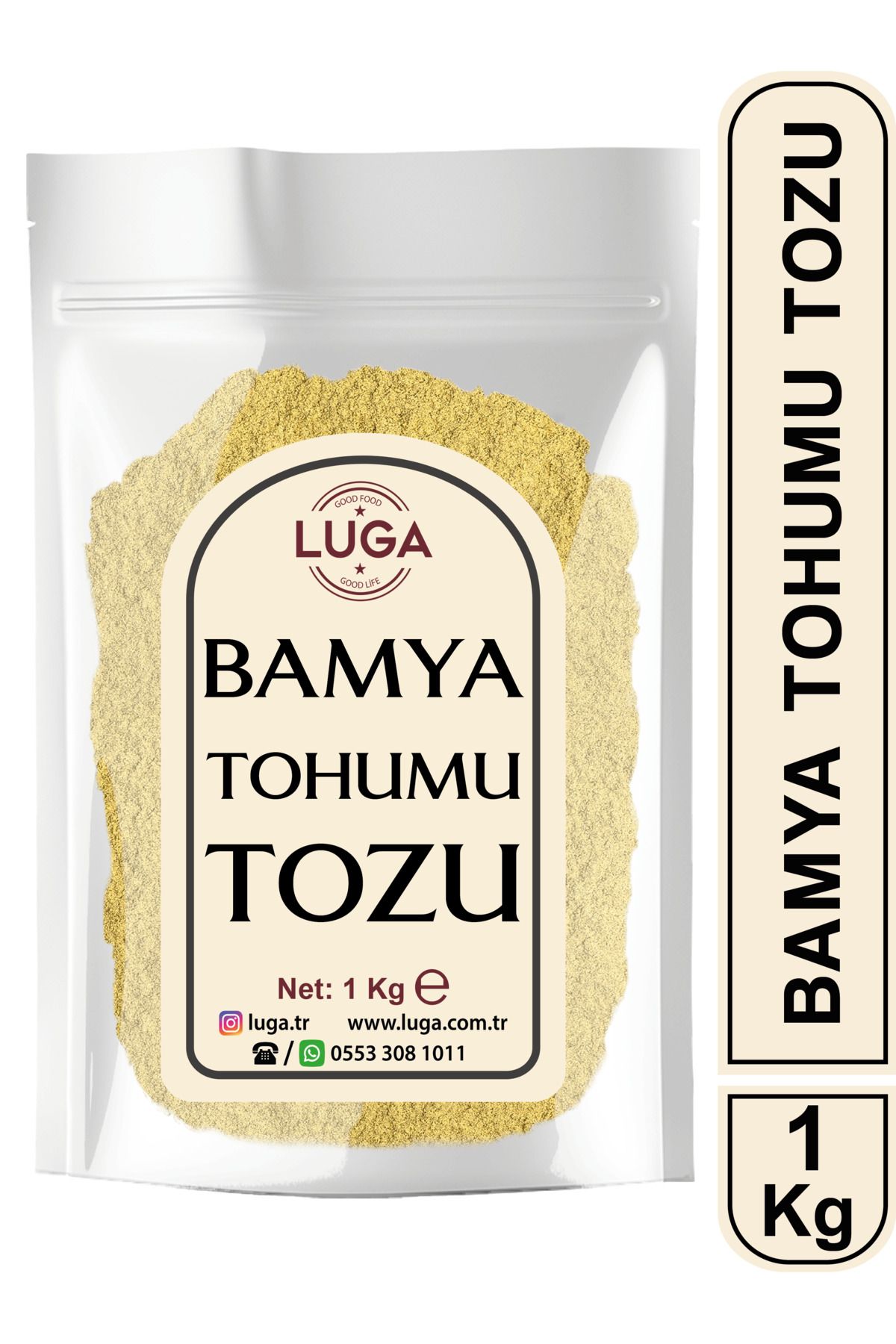 Luga Bamya Tohumu Tozu 1 KG - Saf, Katkısız, Taze Öğütülmüş, Yeni Mahsul, Yerli Ürün