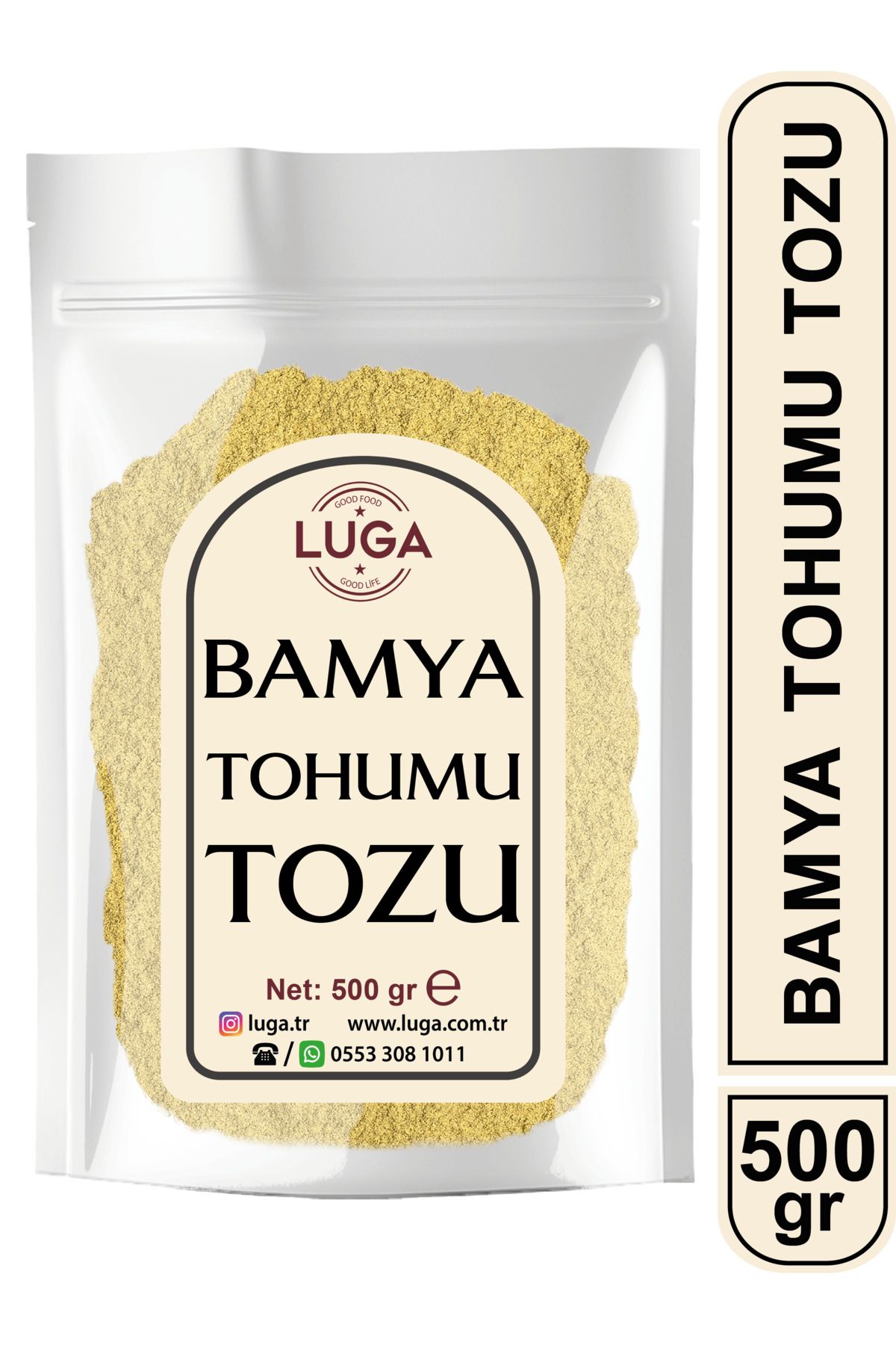 Luga Bamya Tohumu Tozu 500 gr - Saf, Katkısız, Taze Öğütülmüş, Yeni Mahsul, Yerli Ürün