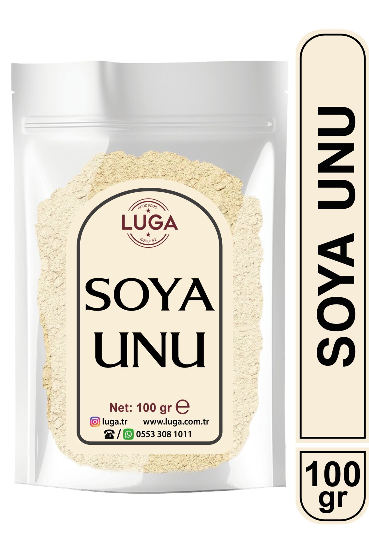 Luga Soya Unu 100 gr - Saf, Natürel, Katkısız, Taze Öğütülmüş, Yeni Mahsul, Soya Fasulyesi Unu