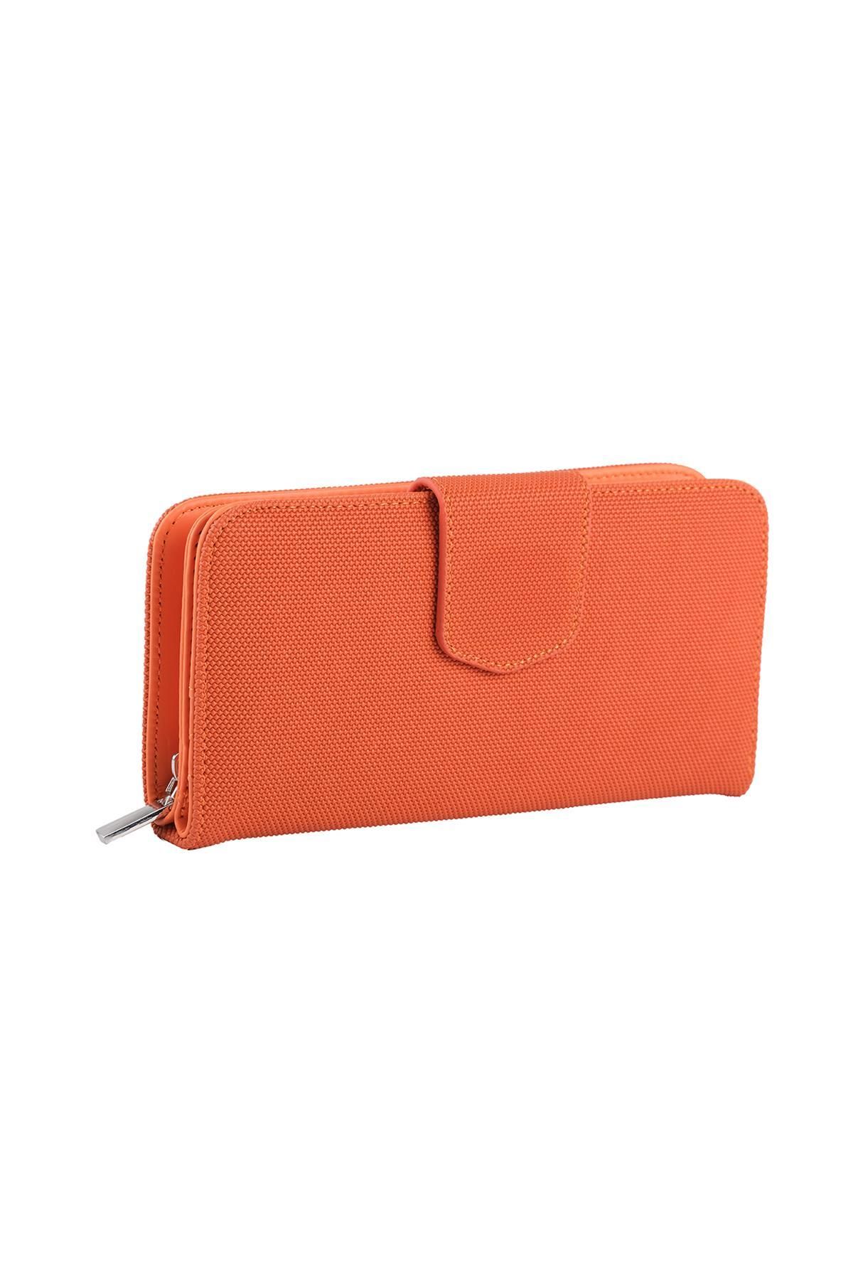 Bagacar-Orange Zippered Rectangular Large Size Women's Wallet 3