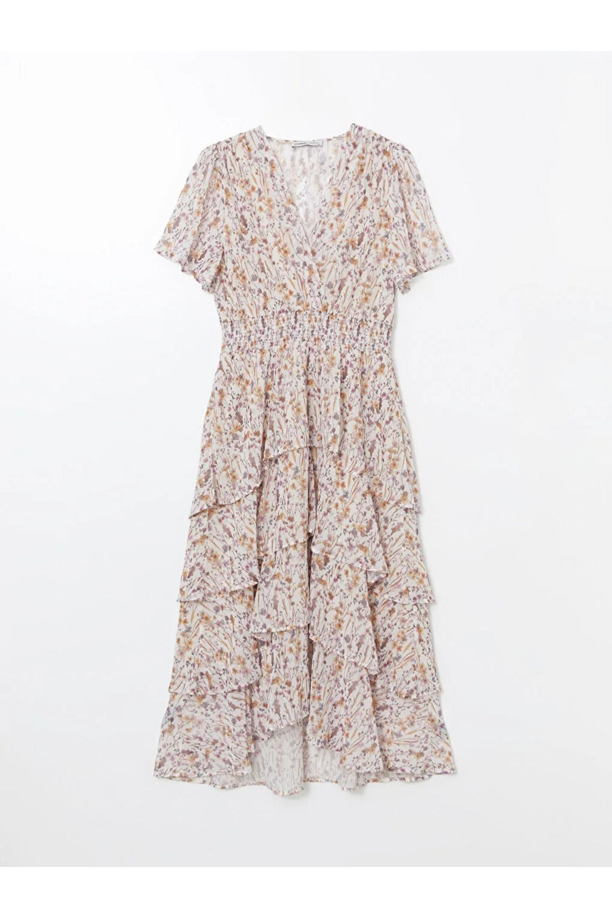 LC Waikiki-Lcwaikiki Classic Mixed Double Breasted Collar Floral Women Dress 3