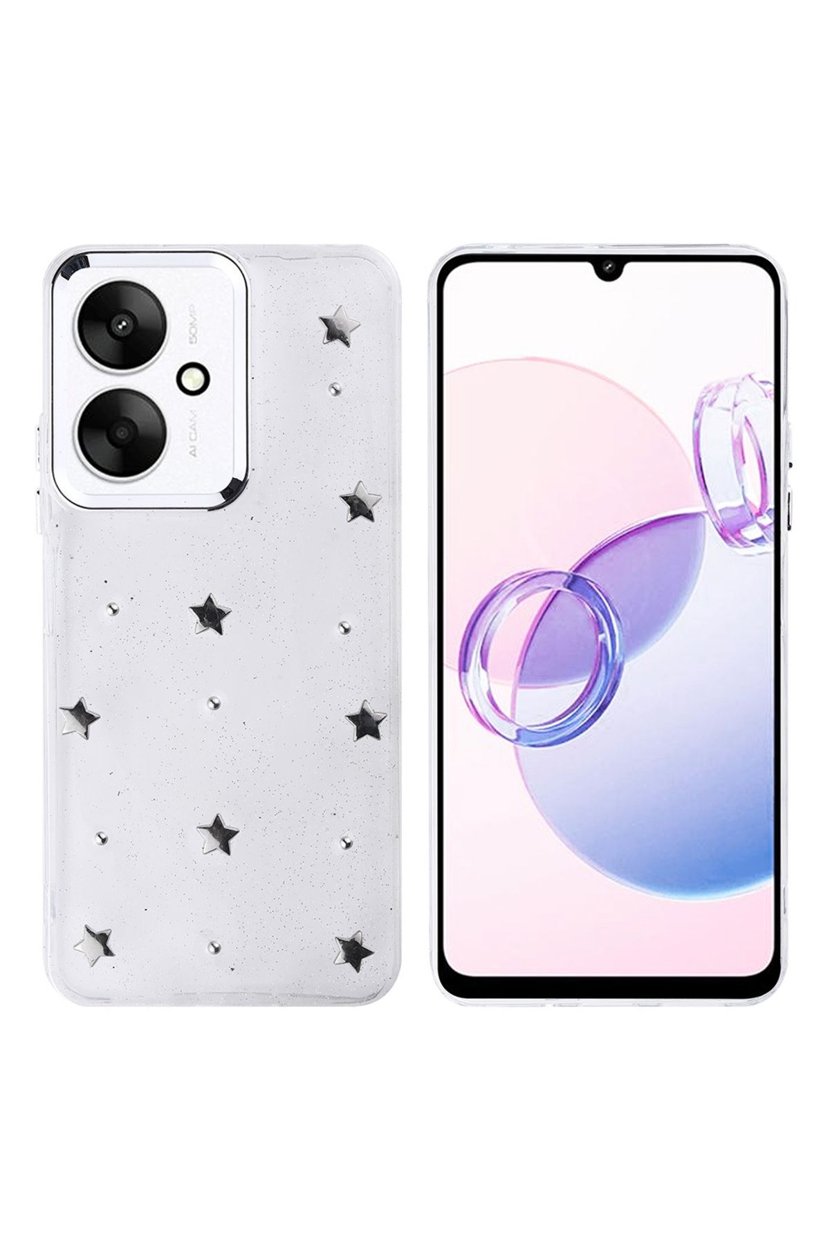 Coverzone Xiaomi Poco C65 ile uyumlu Kılıf Airbag Köşeli Şeffaf Baskılı Z-Kutup