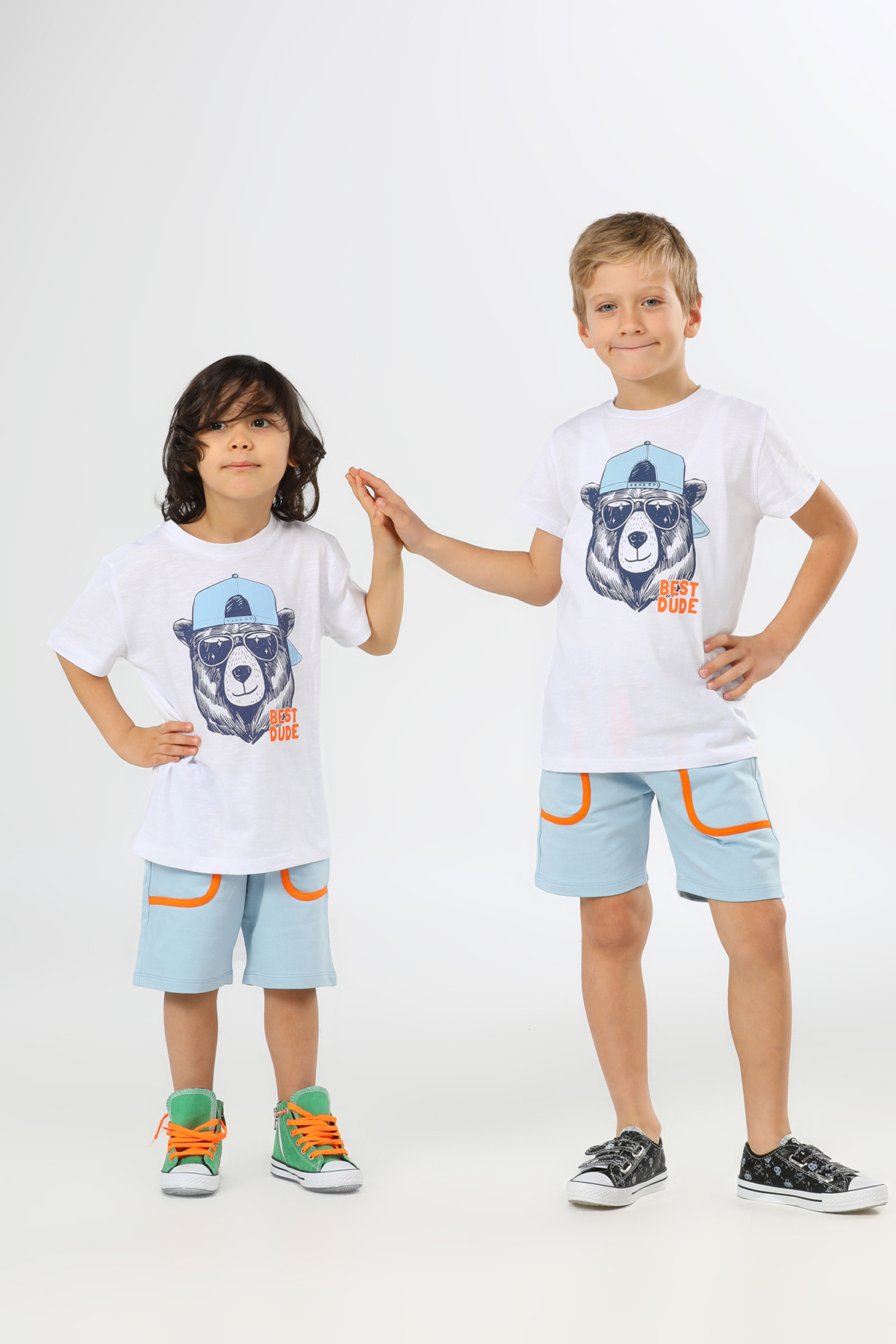 Anfura-Boy's Bear Printed Shorts Set - 100% Cotton, Summer, Comfortable and Stylish Sports Combination 3