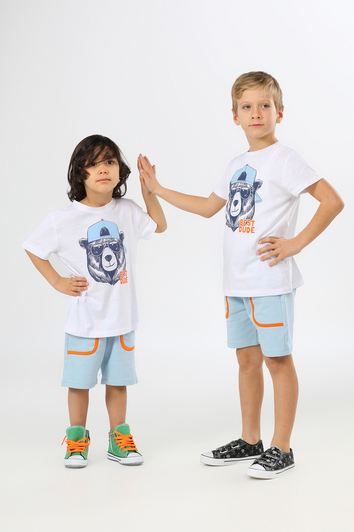 Anfura-Boy's Bear Printed Shorts Set - 100% Cotton, Summer, Comfortable and Stylish Sports Combination 4