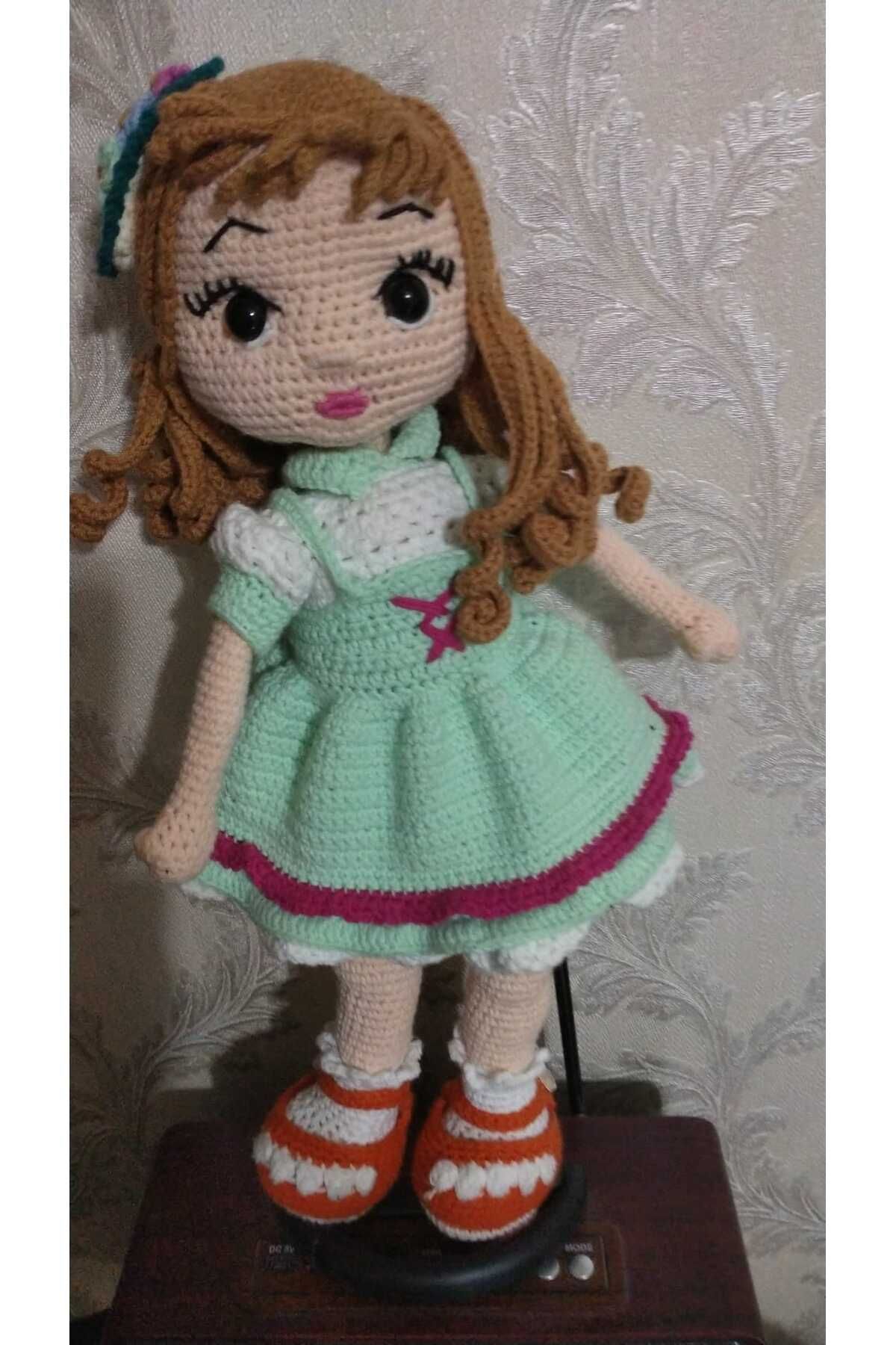 SKOC 35 Cm Amigurumi Bebek Pamuk Ip El Örgüsü Kız Oyuncak - Kıyafetleri Ve Ayakkabısı Çıkarılabilir. M4