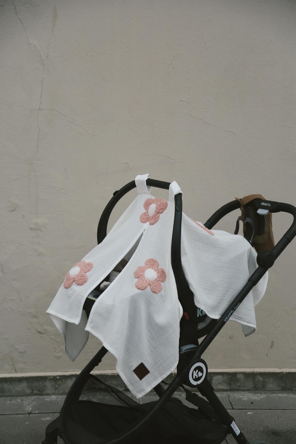 DERY BABY Teddy Pudra Papatya Fermuarlı 2 Kat Müslin Puset Örtüsü fotoğrafı 3 (önizleme)