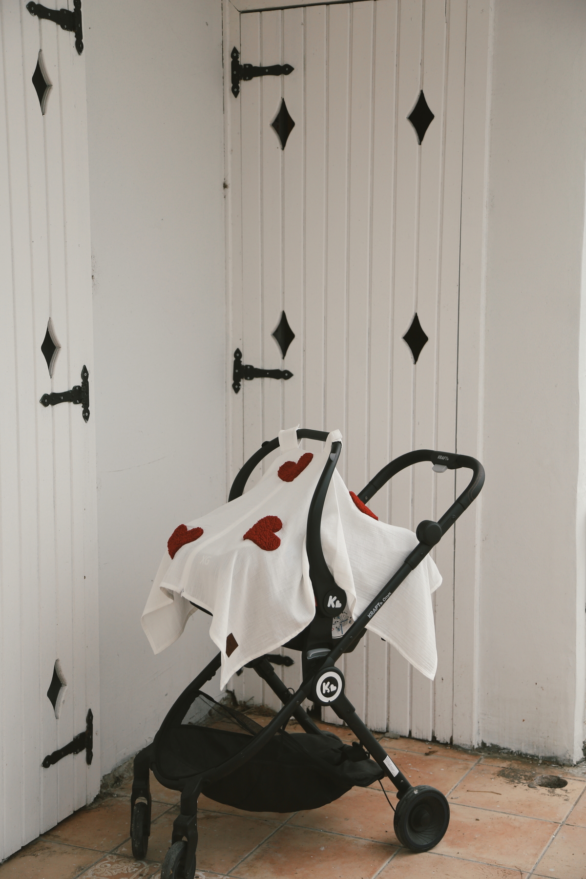 DERY BABY Teddy Kırmızı Kalp Fermuarlı 2 Kat Müslin Puset Örtüsü fotoğrafı 6 (önizleme)