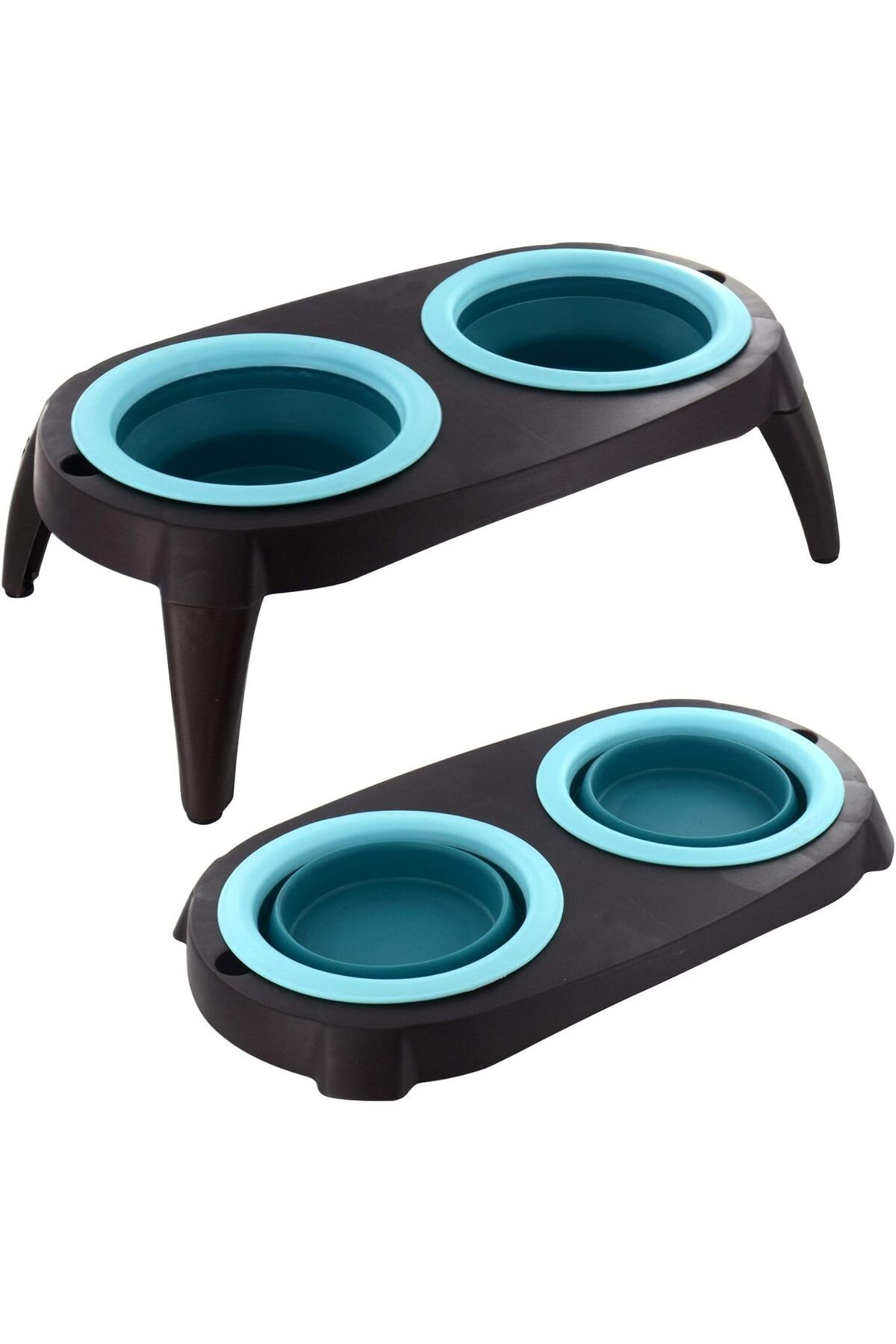 Busstier-Foldable Double Compartment Food and Water Container - Ergonomic and Portable Design 2