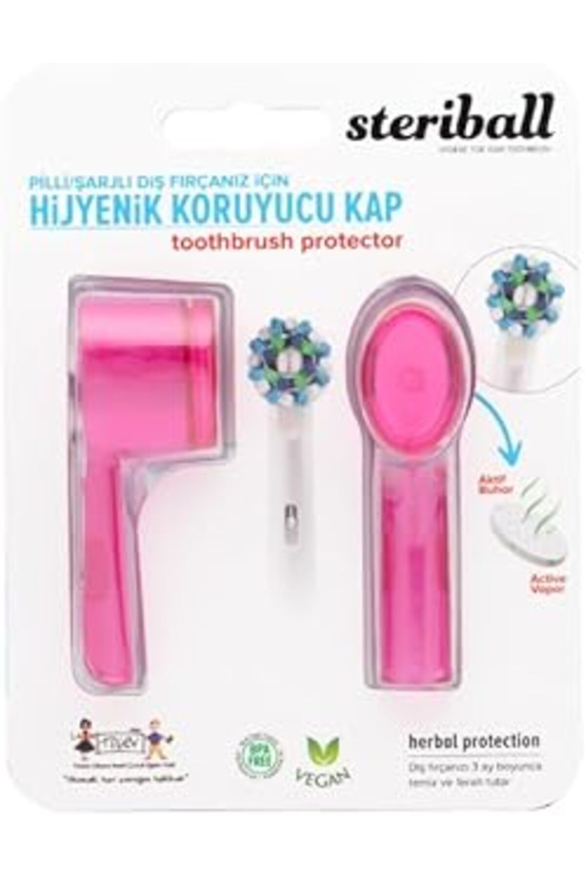 NETWORK ART STERIBALL ŞARJLI PİLLİ DİŞ FIRÇALARI İÇİN HİJYENİK DİŞ FIRÇASI KORUMA KABI-2'Lİ PEMBE X 2