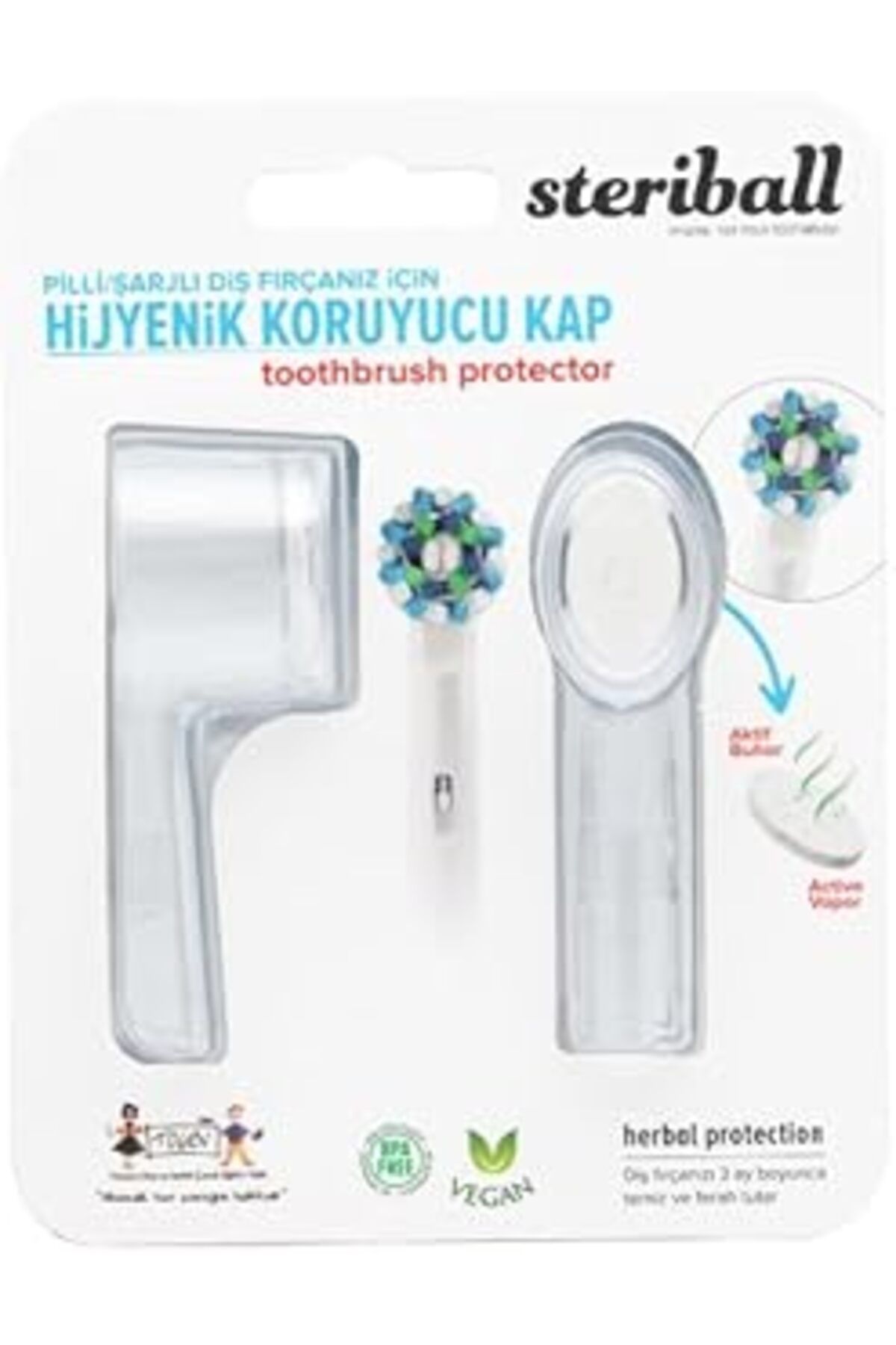 NETWORK ART STERIBALL ŞARJLI PİLLİ DİŞ FIRÇALARI İÇİN HİJYENİK DİŞ FIRÇASI KORUMA KABI-2'Lİ ŞEFFAF X 2