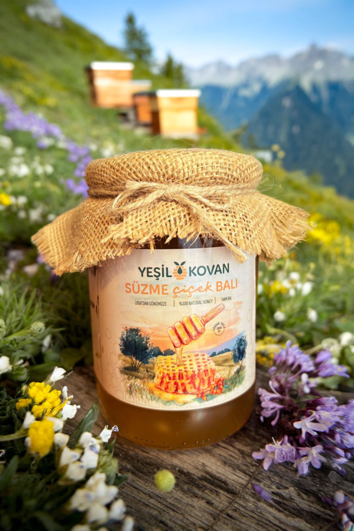 Yeşil Kovan Yüksek Yayla Ham Çiçek Balı 850 g - Hakkari Yüksekova Yöresi (Polifloralı, Doğal, Katkısız)